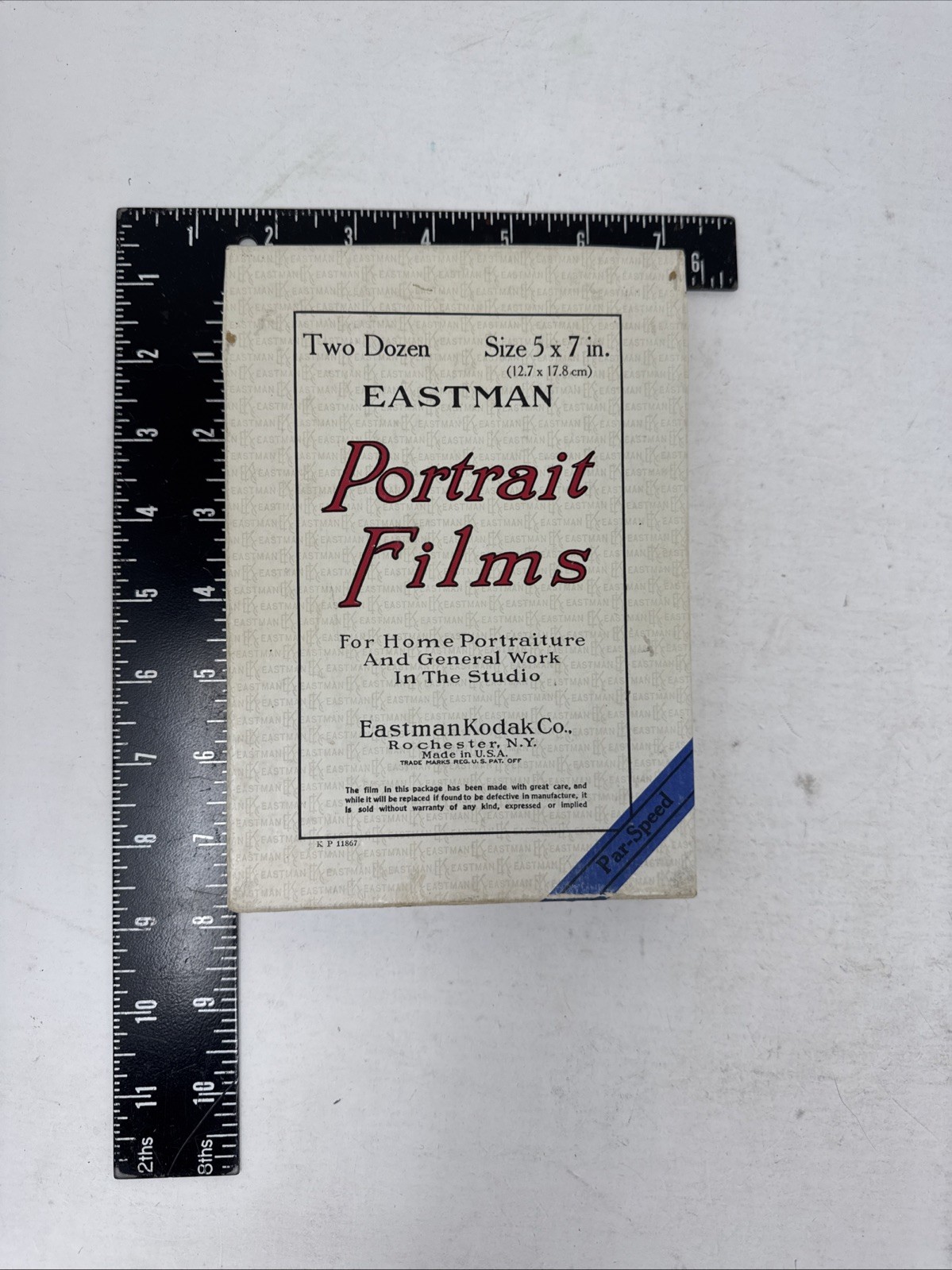 Antique Eastman Kodak Portrait Films Box with Film Par-Speed For Display