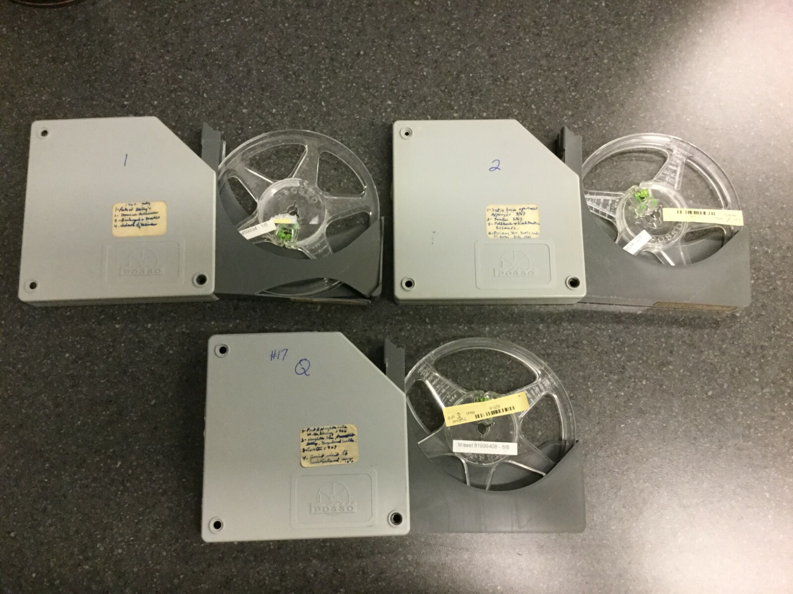 3 VINTAGE POSSO FILM REELS WITH CASES