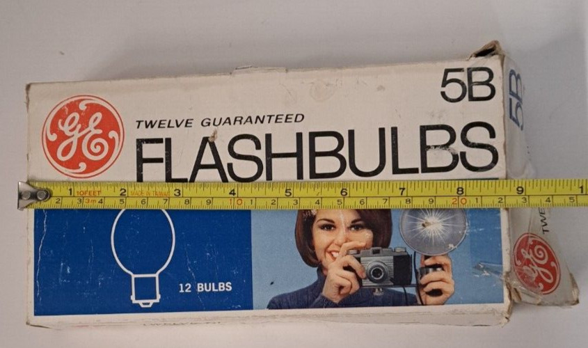 General Electric Flashbulbs 5B 12-Pack Unused Box & Packing Vin 1960’s RARE