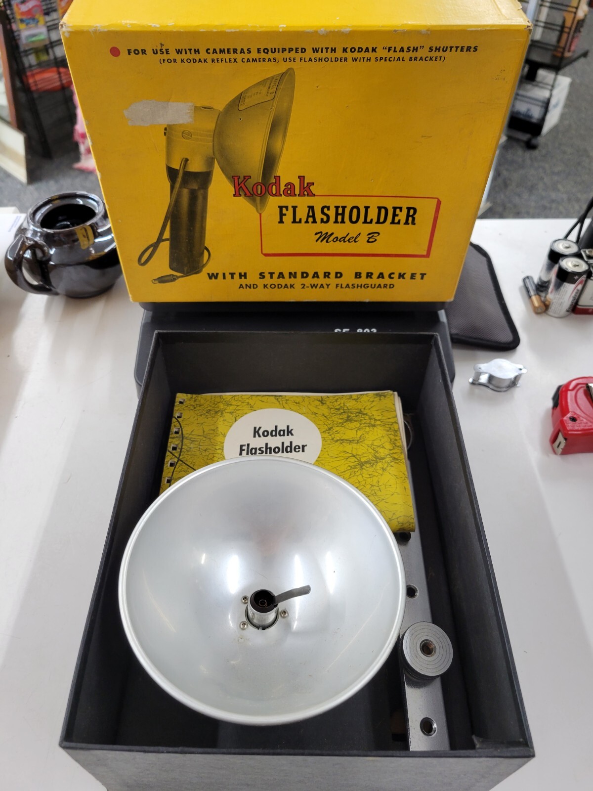 Vintage Kodak Flasholder Model B USA Original Box & Bracket 2 Way Flashguard