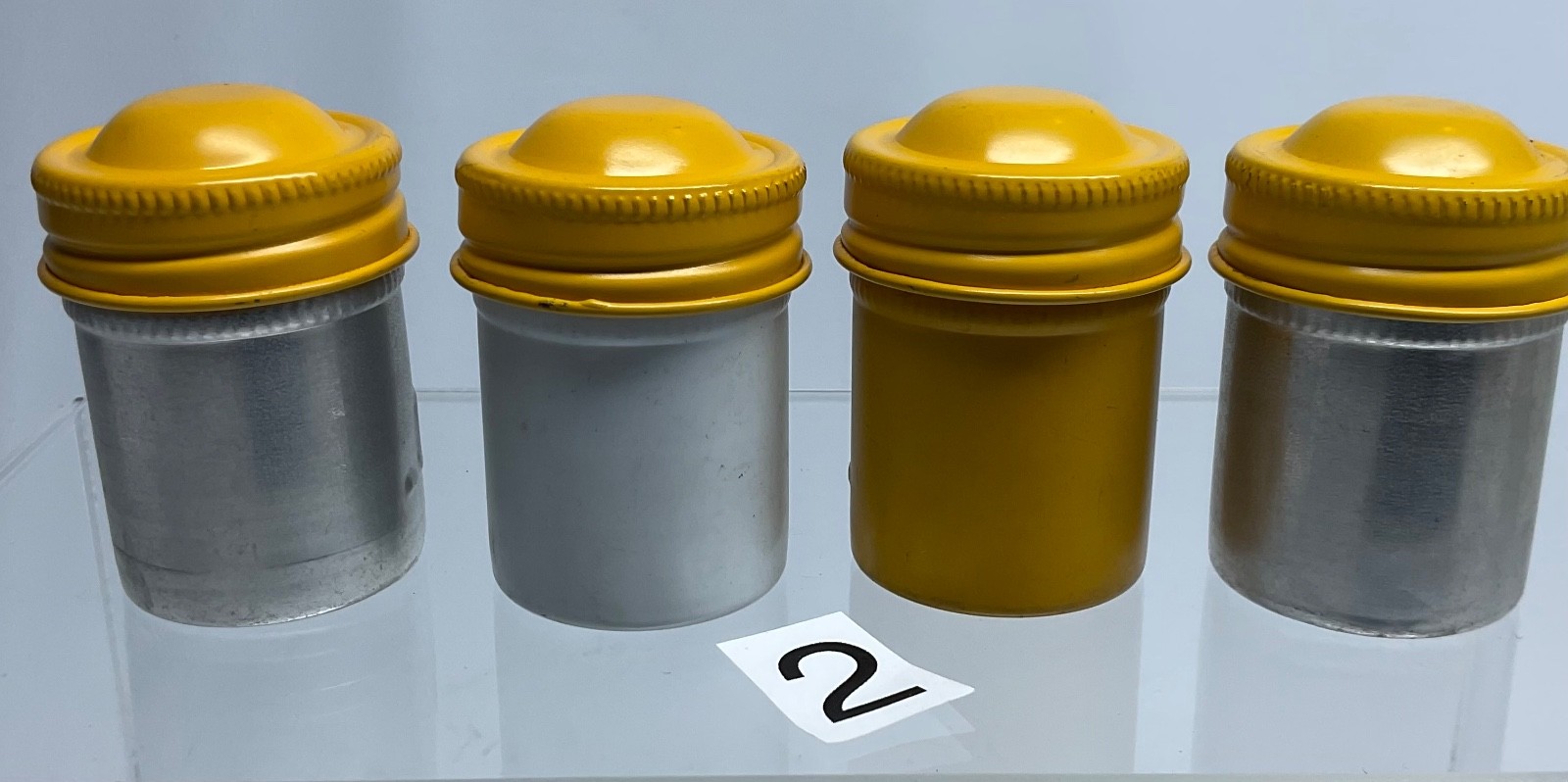 4 VTG Lot Kodak 35mm Film Roll Embossed Container Metal Tin Can Canister yellow
