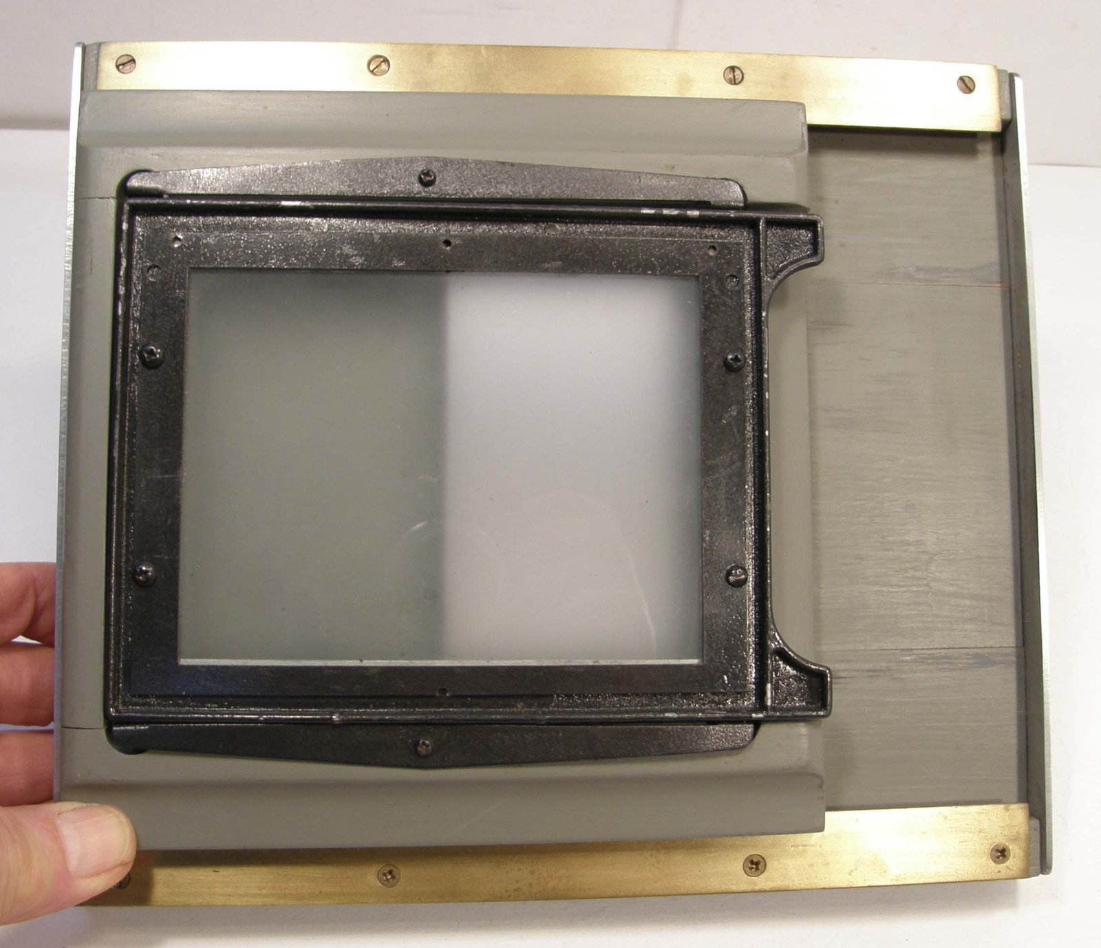 VINTAGE BURKE & JAMES GROVER SLIDING BACK 4 3/4″ X 3 1/2″ GROUND GLASS