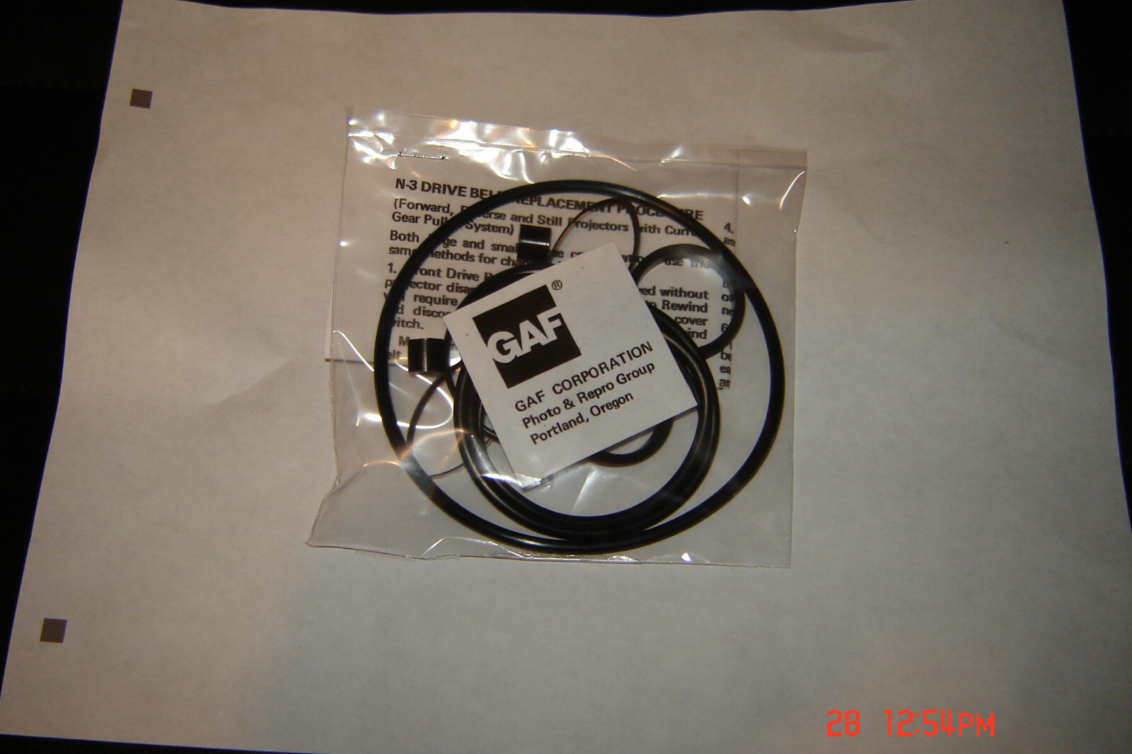 GAF Super 8 Projector 7 Belt 4 Tire Complete Kit,Tilton Belt,& Instructions