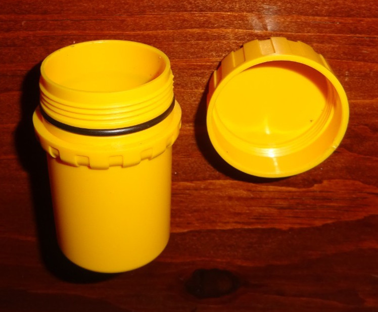 35mm Film Canisters w/Shoulder Strap, Screw-On Lid, Rubber Waterpoof Gasket, New