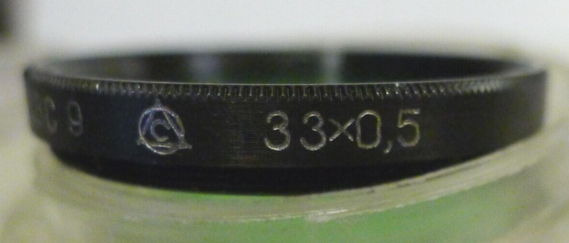 Russian USSR LZOS Camera Green Lens Filter 3C 9x 33mm x 0.5 with Case