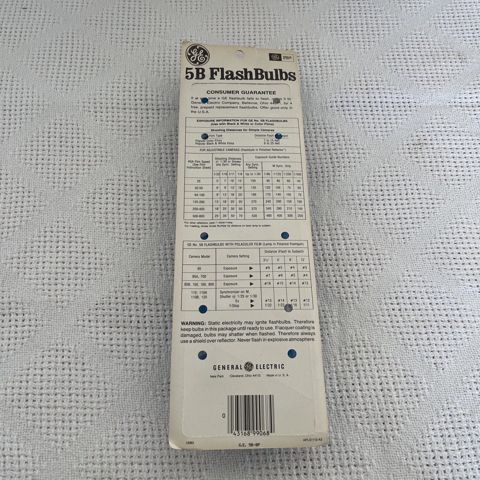 Vintage General Electric GE 5B Camera Flash Bulbs Blue NOS Pack Of 12