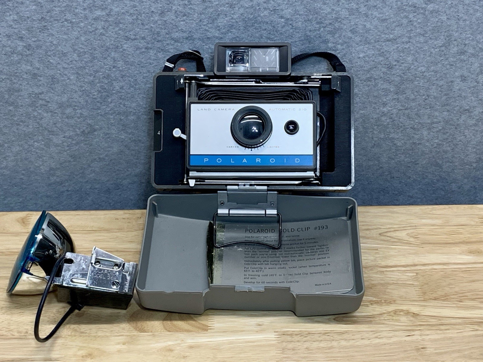 Polaroid 1960’s Vintage Land Camera Automatic 210 W/ Flash Attachment- Untested