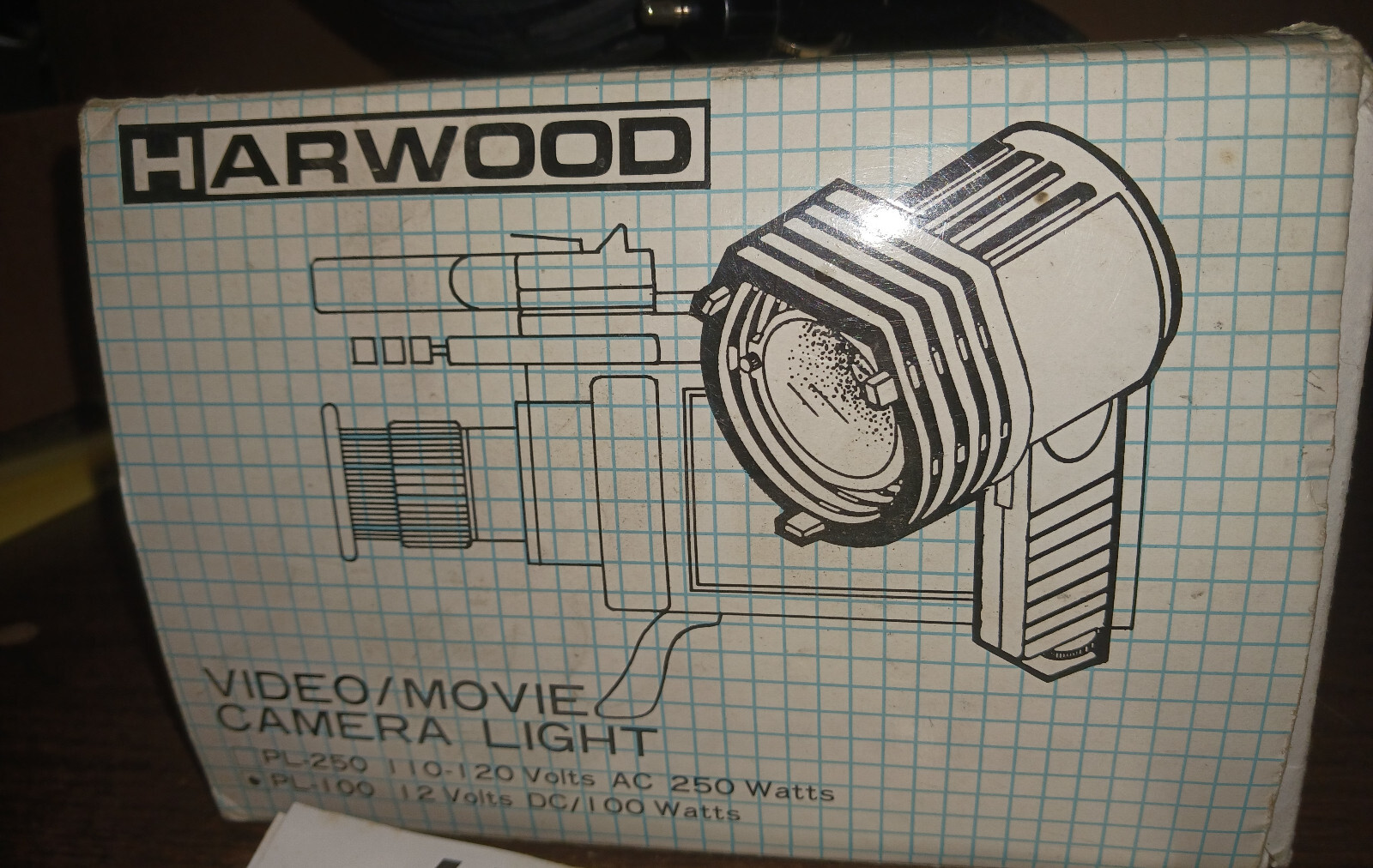 Harwood Video/Movie Camera Light PL-100 12V DC 100W **MINT***