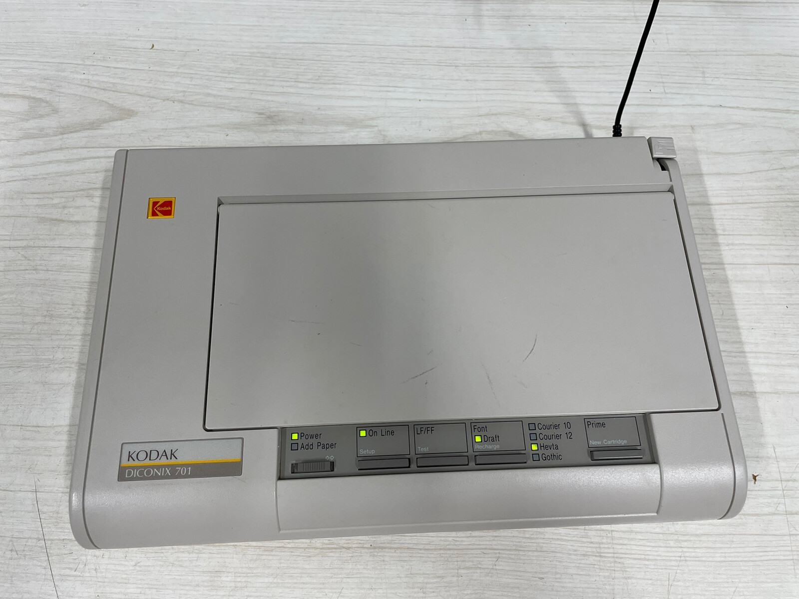 Vintage Kodak Diconix 701 Printer, Cable, Power adapter powers on- Not Tested