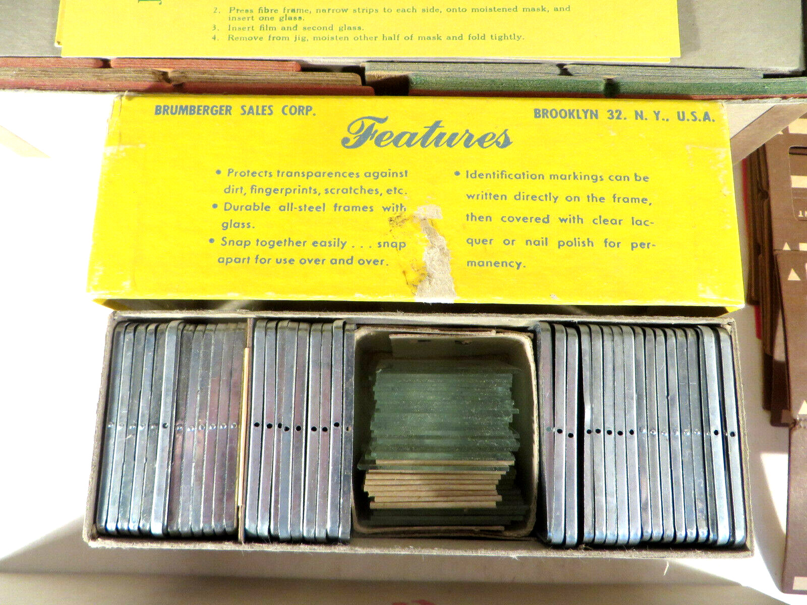 Vintage Brumberger Metal Slide Binders & Esco 2×2 for 35mm w/Glass Large Lot