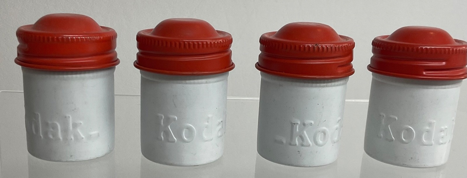 VTG Lot of 4 Kodak 35mm Film Roll Embossed Container Metal Tin Can Canister
