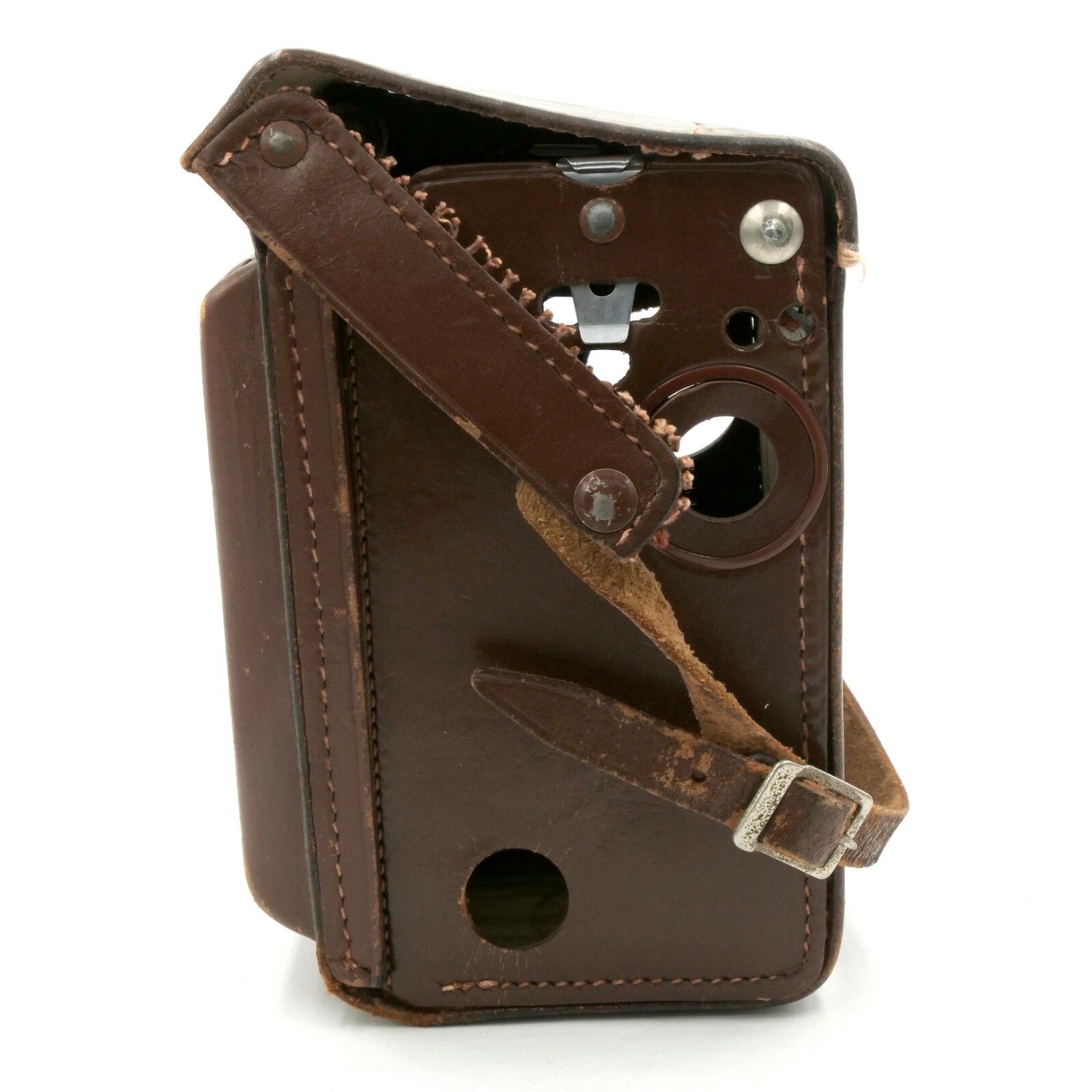 Pair (2) of Rollei Original Hard Brown Leather Cases for Rolleicord TLR Camera