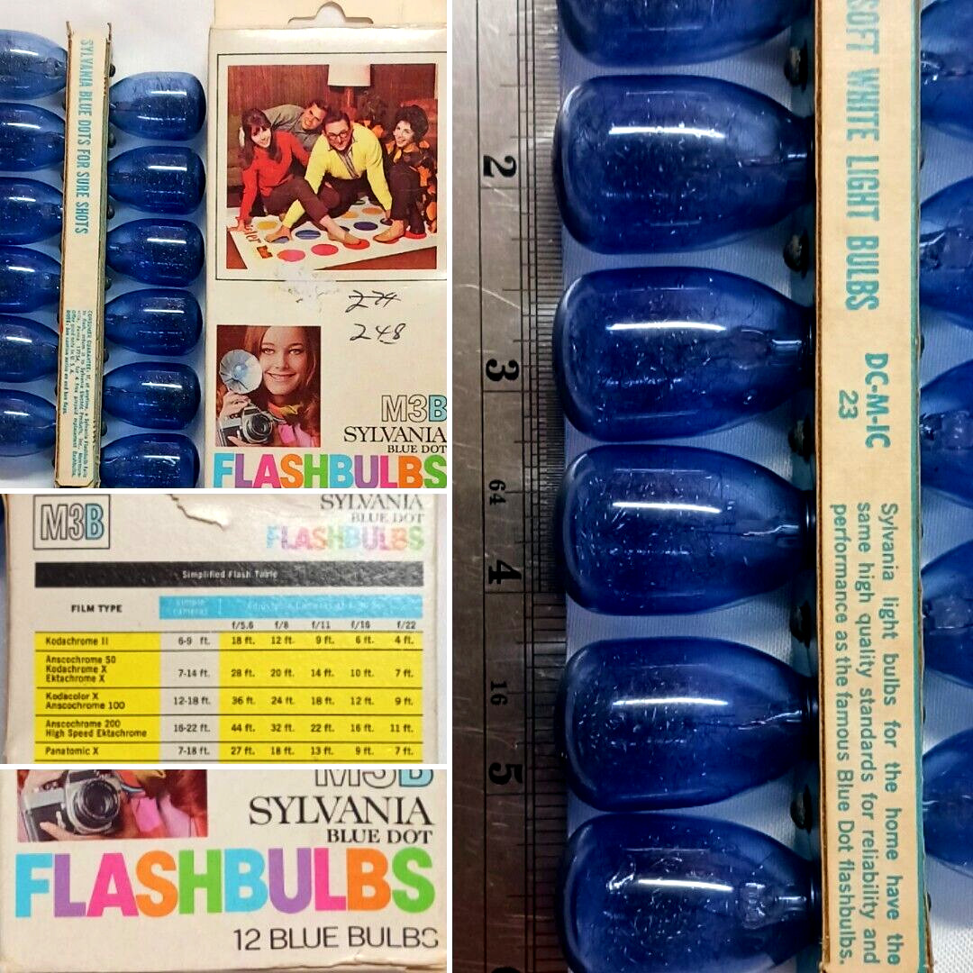 SYLVANIA BLUE DOT FLASHBULBS M3B COMPLETE 12 BULBS NEW SEE PICS