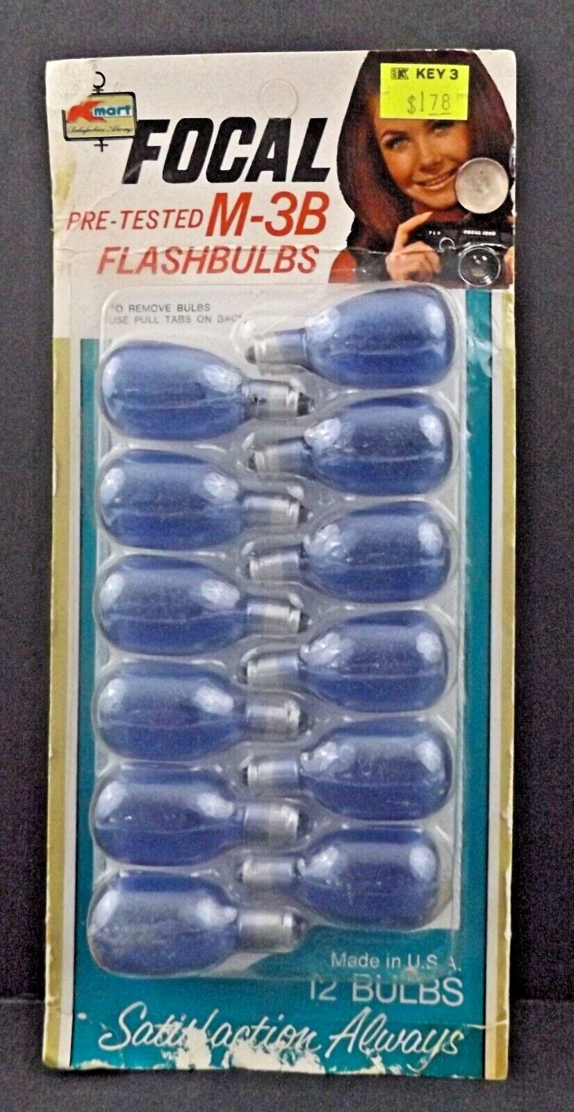 K-Mart Focal M3B Blue Dot Flash Bulbs 12 Count Package NOS Vintage