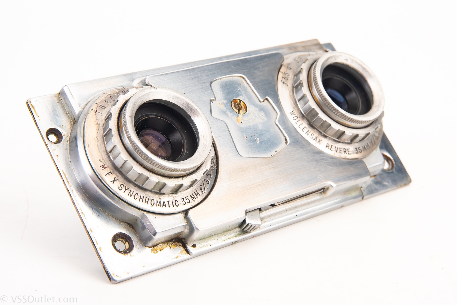 Revere Stereo 33 Camera Twin Amaton 35mm f/3.5 Lens & Shutter Assembly READ V23