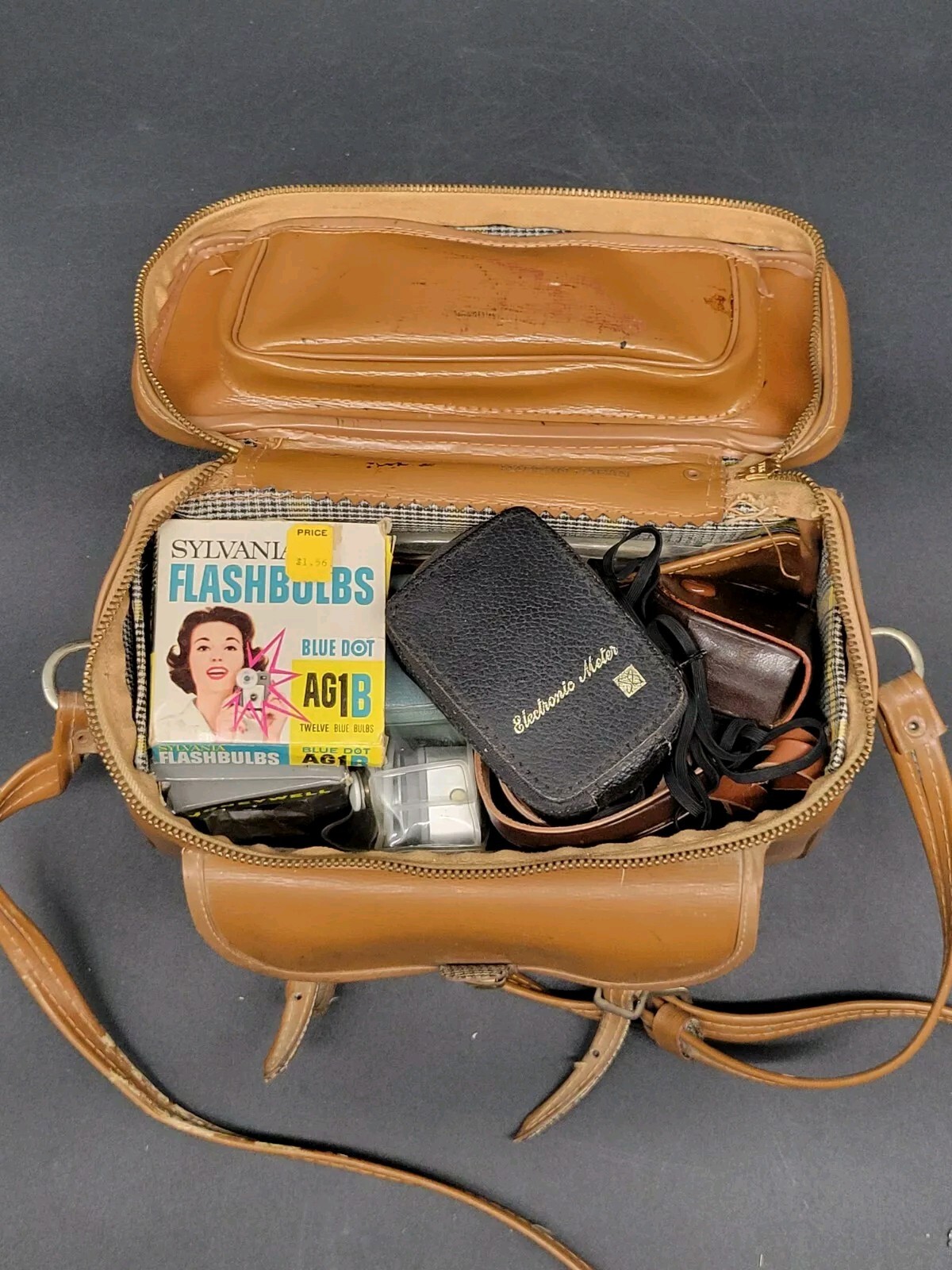 Vintage Camera Case Shoulder Bag by Kent LOADED With Vintage Camera Accessories