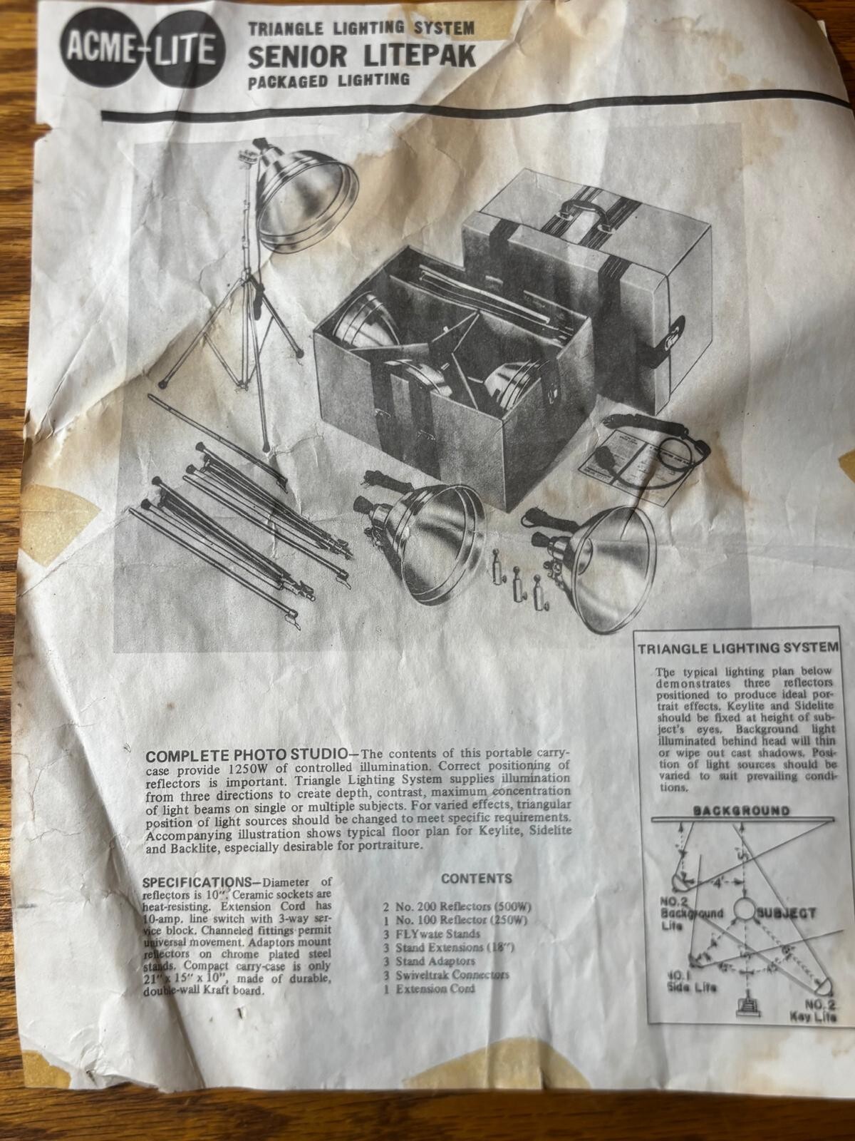 Vintage ACME-LITE Senior Litepak Portable Floodlight System In Original Box