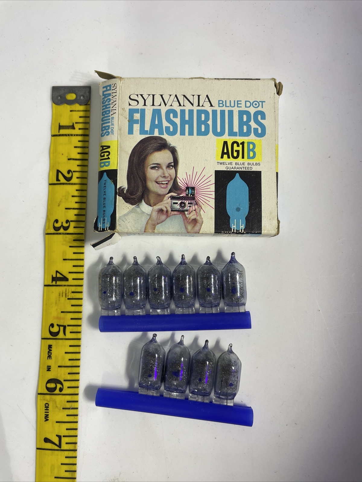 Vintage Sylvania Blue Dot Flashbulbs AG1B Old Stock 10 Bulbs GA18
