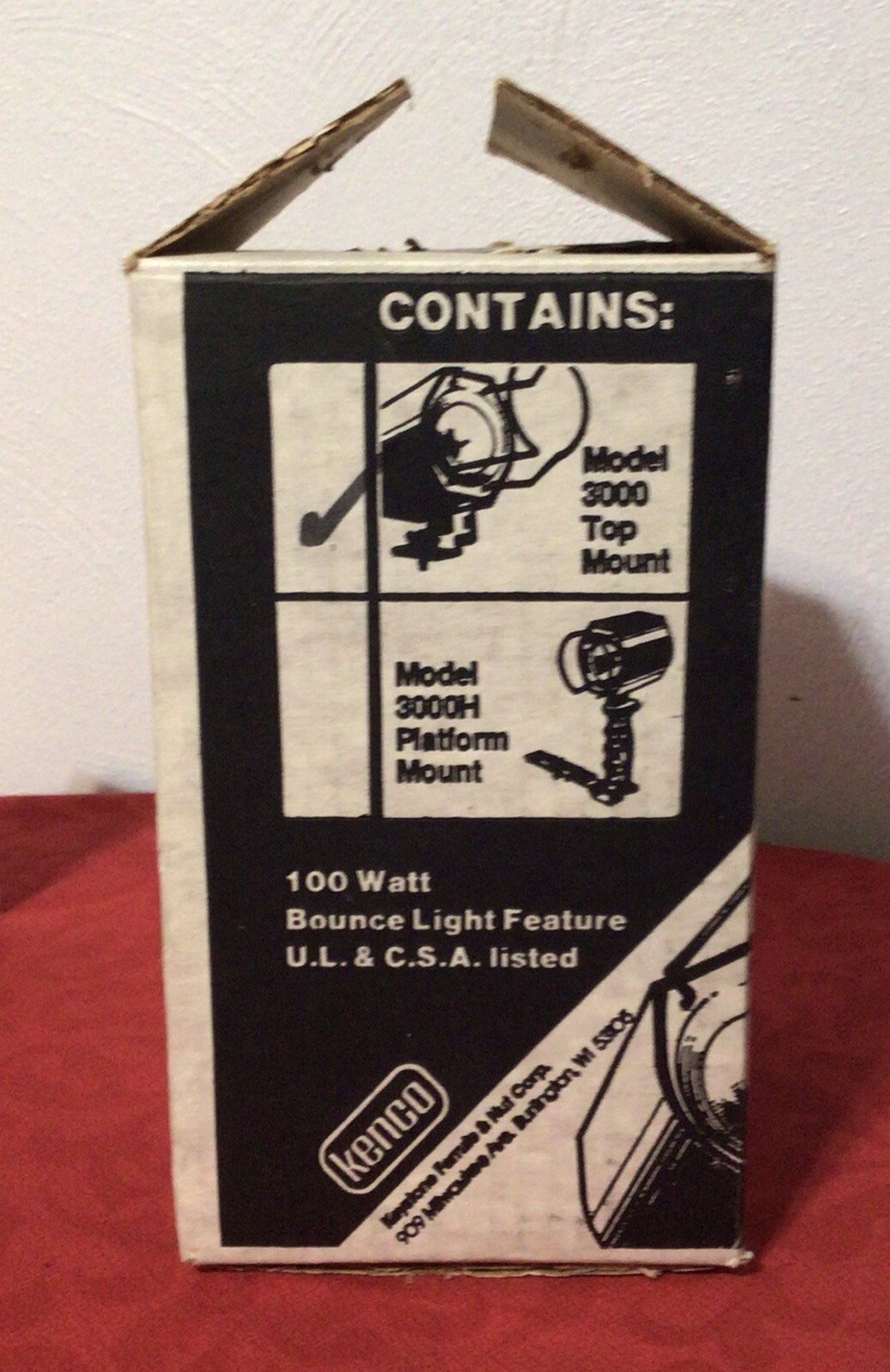 Vintage Kenco Movie Light XL 100-watt Model 3000 Top Mount Manual Original Box