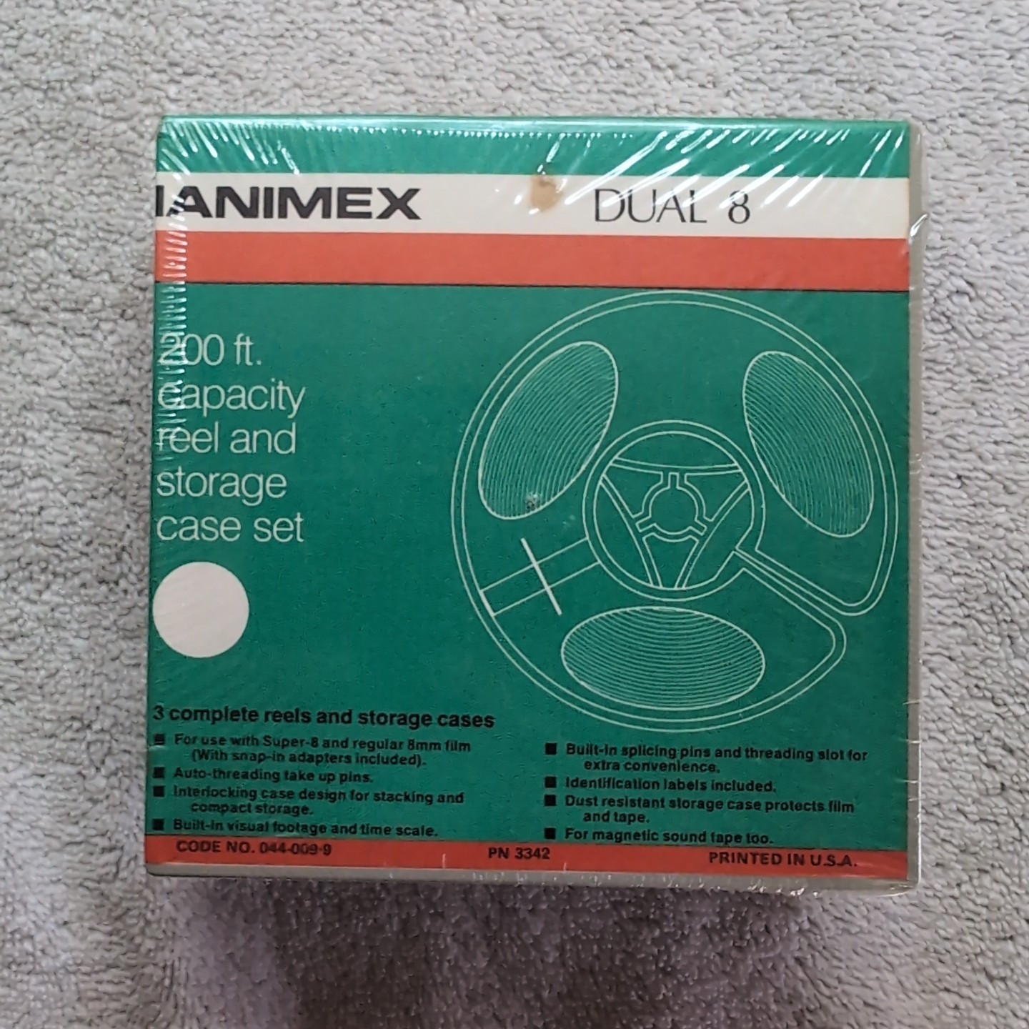 NEW NOS 3 Pack Hanimex Dual 8 200 ft Reel & Storage Case Set 8mm Super 8 SEALED