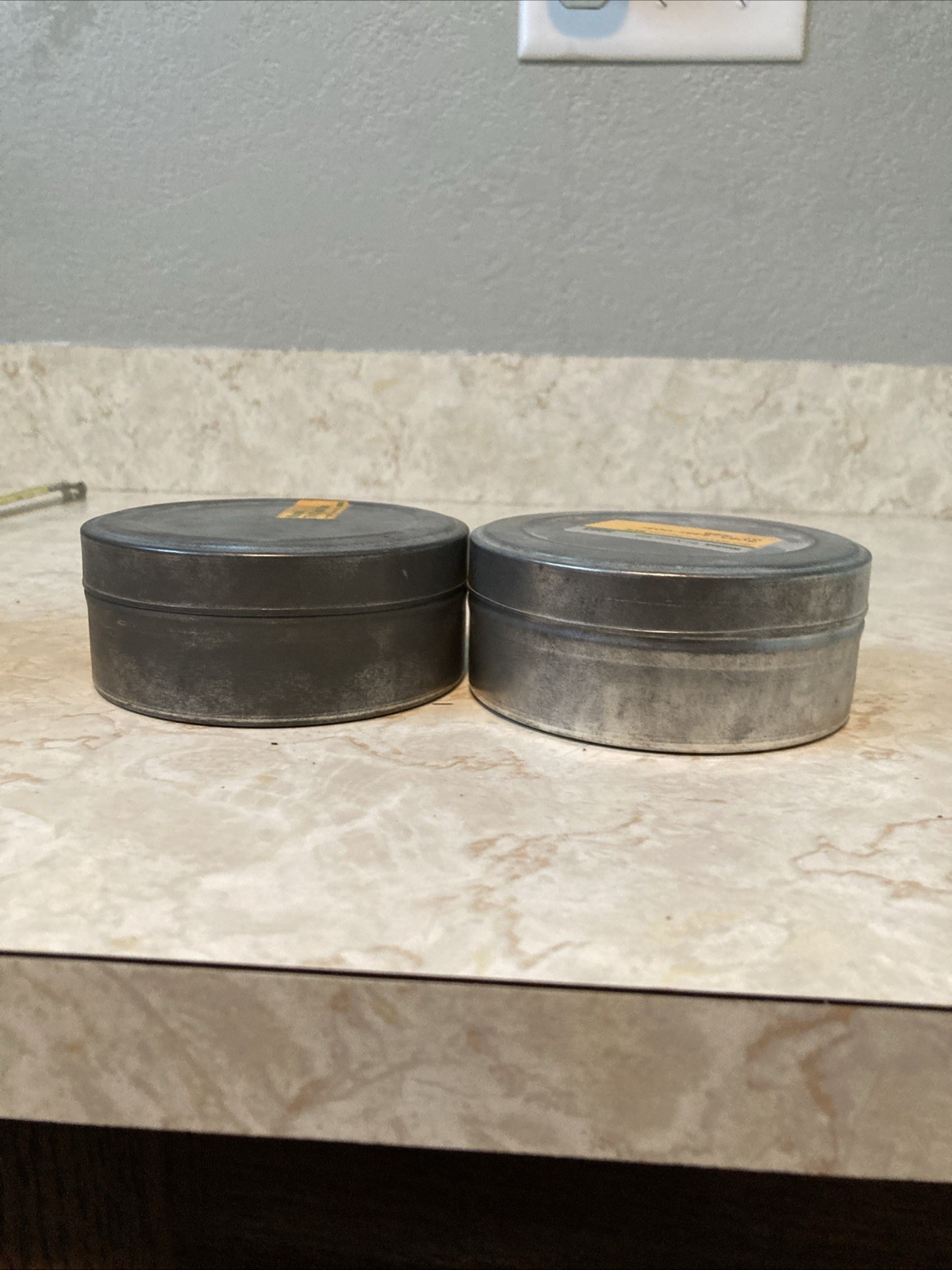 2 Empty Metal Kodak Tri- X Pan Film Round Tin Canisters 4” X 1 1/2”
