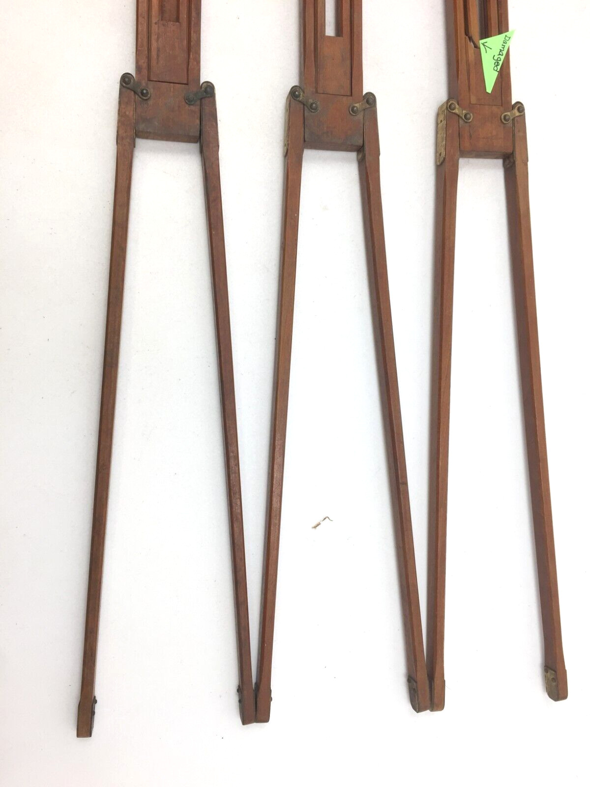 Antique 3-Part Camera Tripod Legs, Wood, Folding, Some Damage