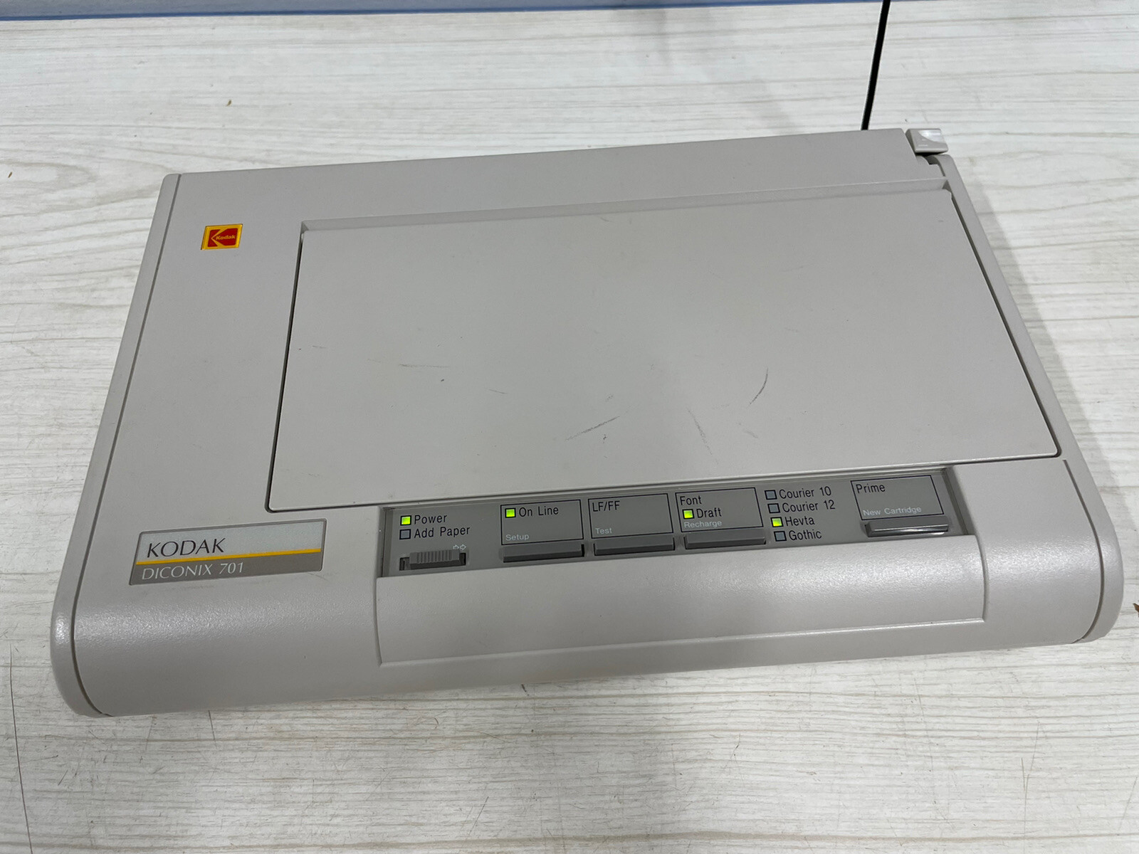 Vintage Kodak Diconix 701 Printer, Cable, Power adapter powers on- Not Tested