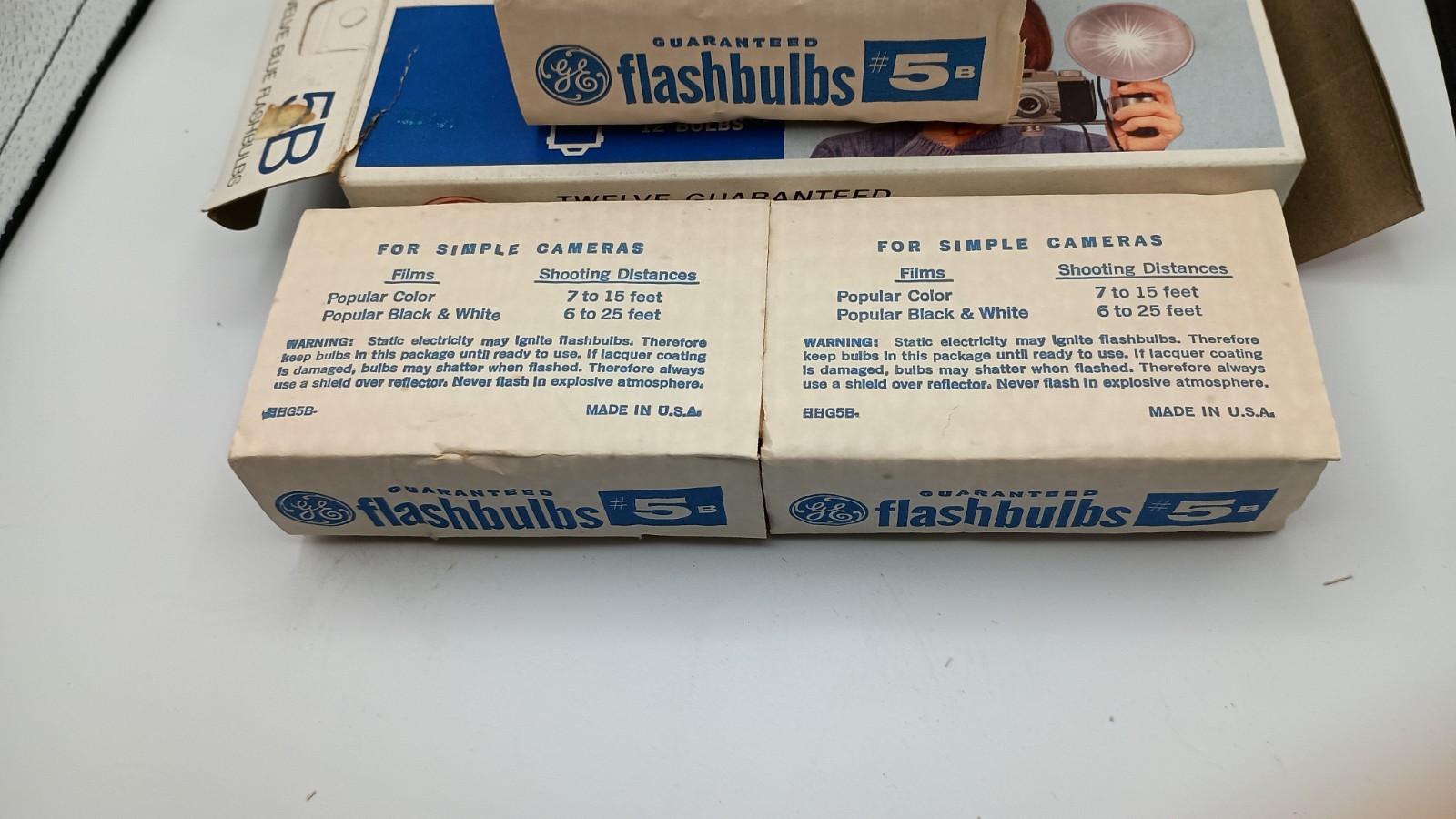 VintageGE Flashbulbs 5B Blue (7 Bulbs) in Original Box Camera Flash &FlashCube(1