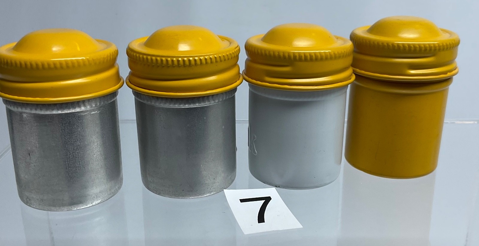 4 VTG Lot Kodak 35mm Film Roll Embossed Container Metal Tin Can Canister yellow