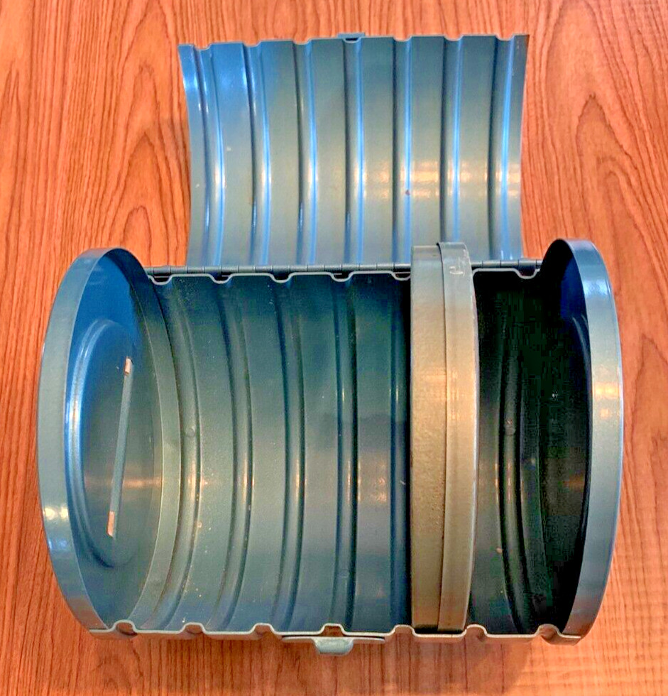 Vtg. Blue Metal Compco Corp 8mm Film Reel Bank for 6 Reels [e-09]