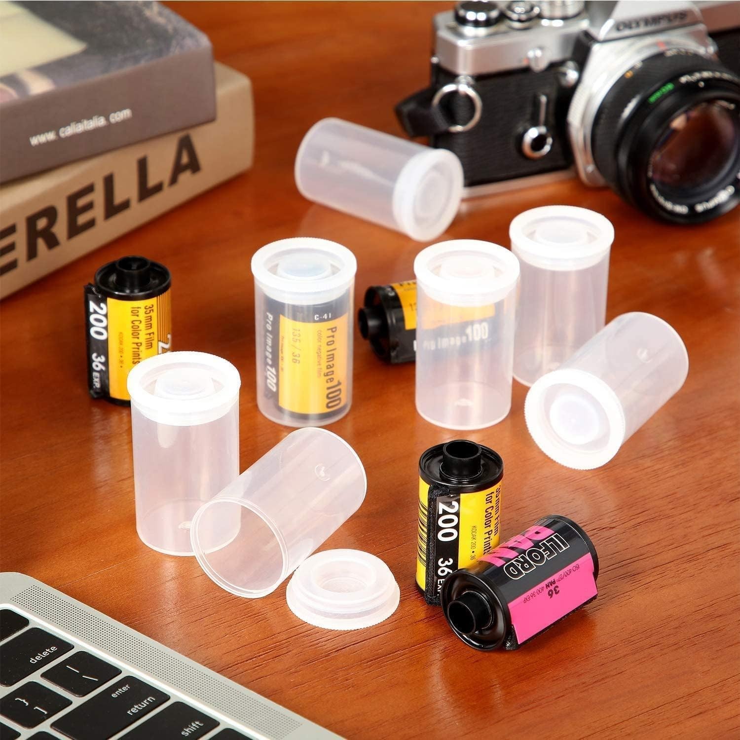 Lightweight 35mm Film Canisters with Lids – 10 Clear Storage Containers