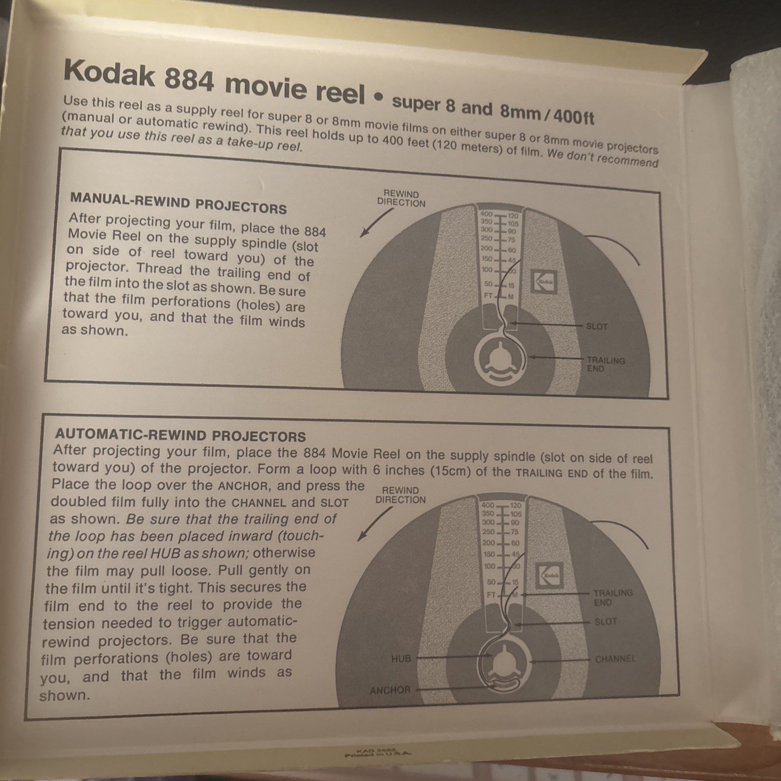 Vintage Kodak 884 Movie Reel For Super 8 and 8mm/400ft Unused. NOS Never Used