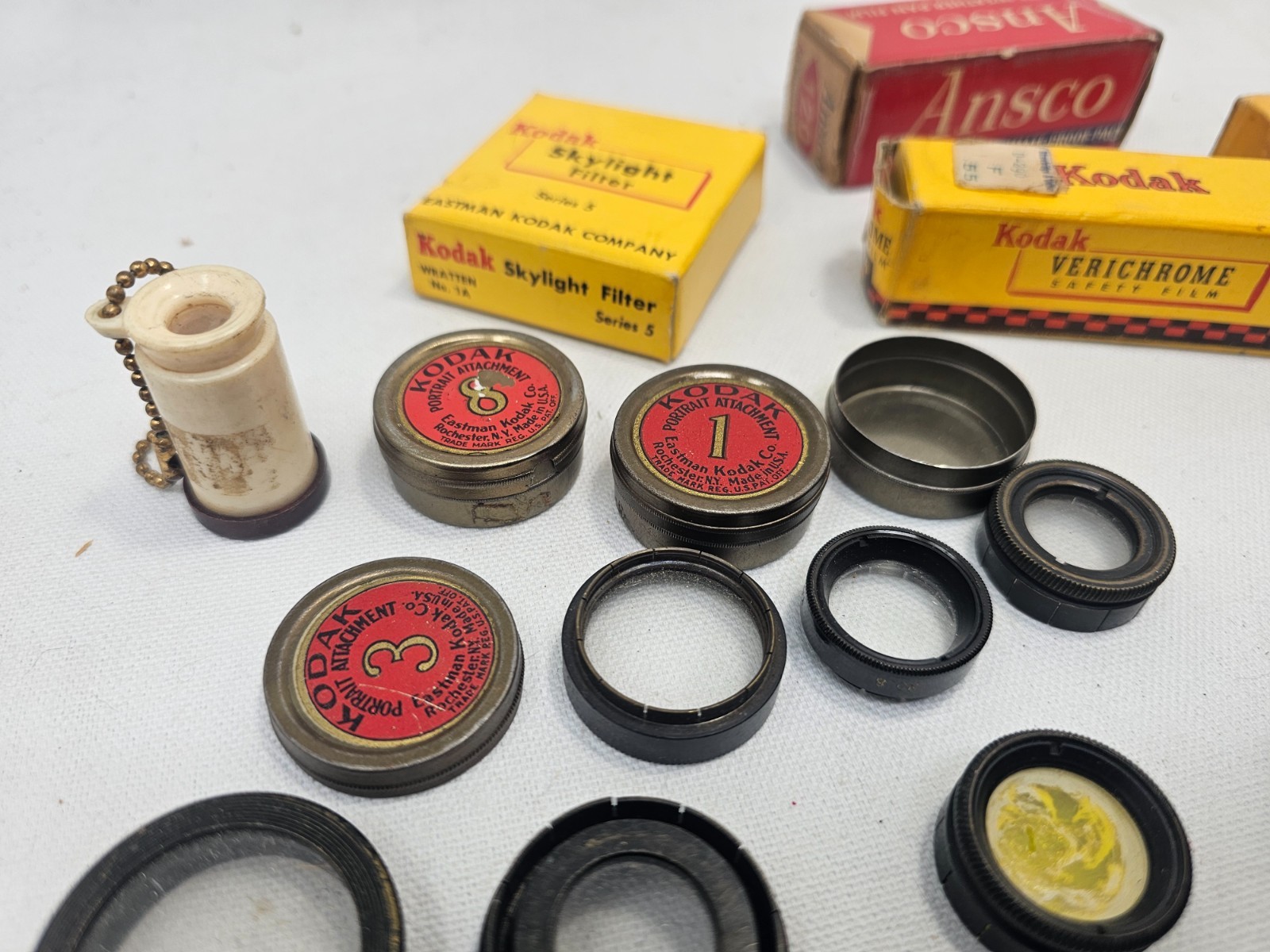 Vintage Pickwik 50mm Graf Lens Bakelite Camera Lot Kodak Filters Ansco Film