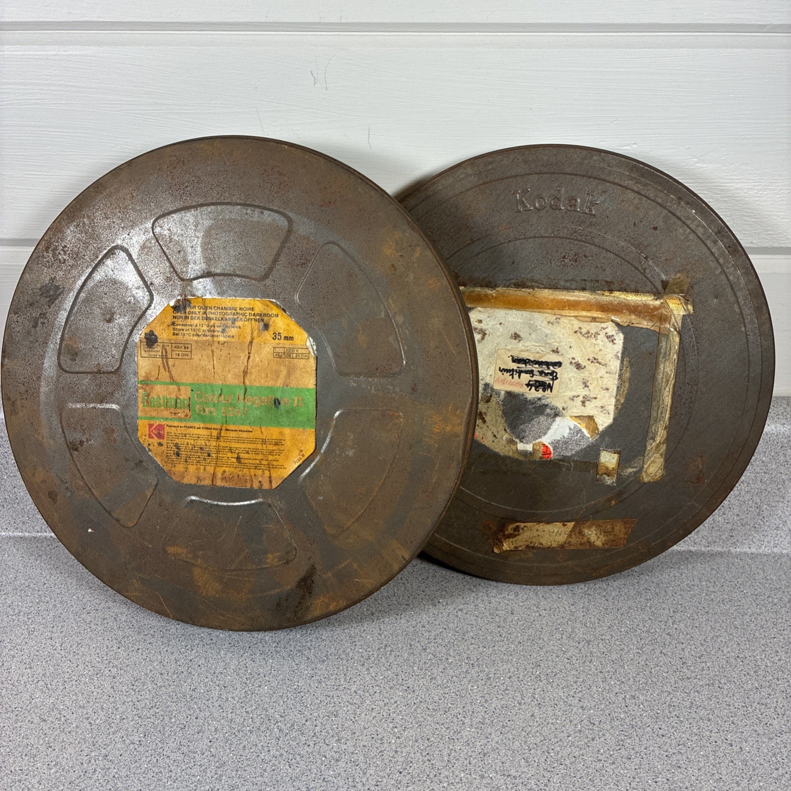 Vtg Eastman Kodak Metal Film Canister 35 Mm Movie Real Tins Goldberg Bros Reel