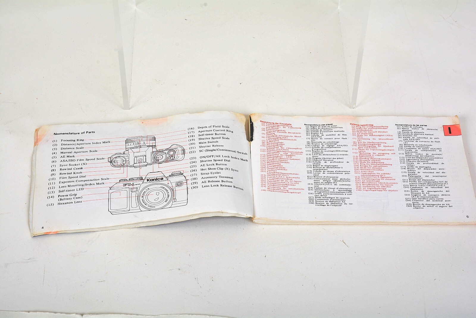 Original Konica FT-1 Motor Manual – Multi-language, plus Accessories Section