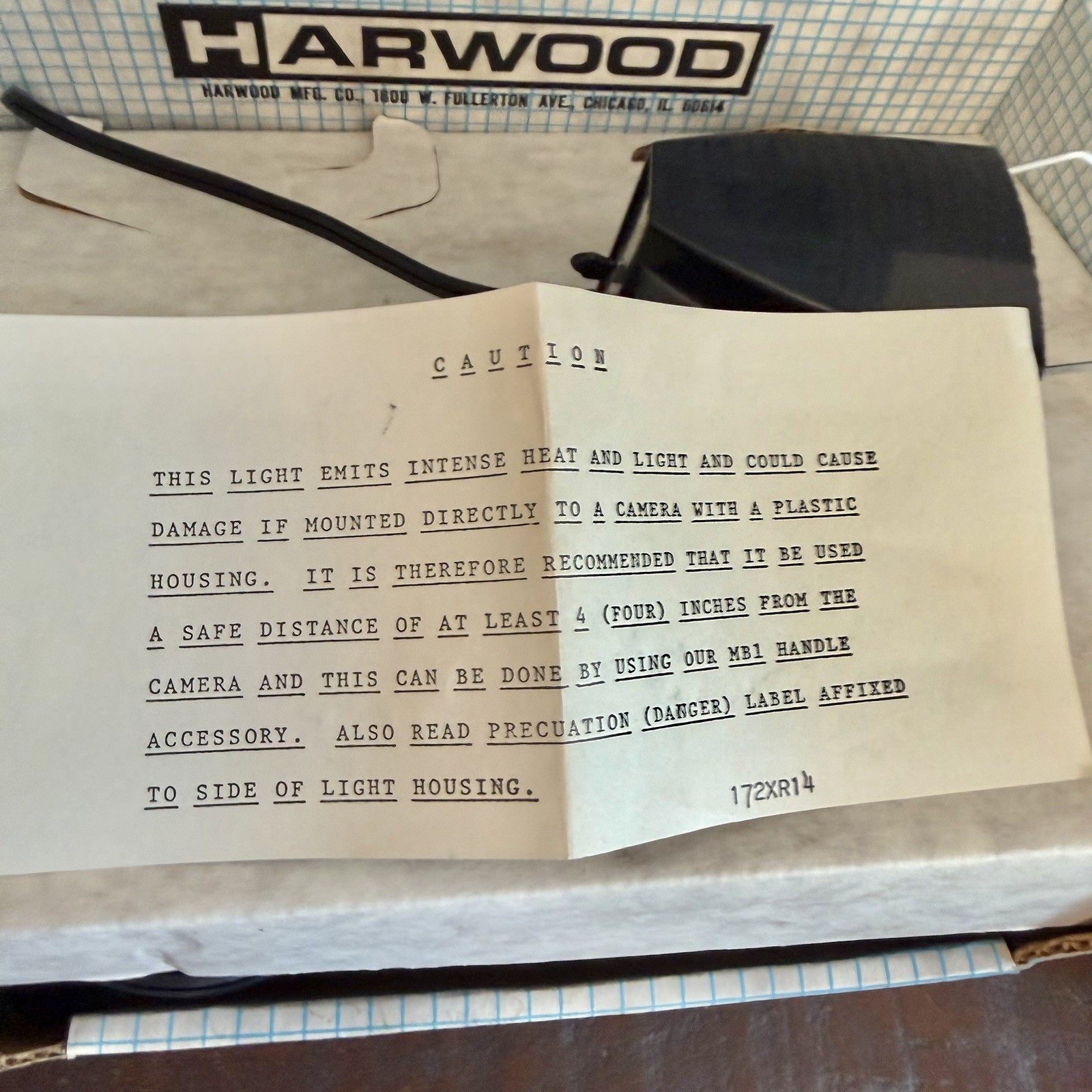 Harwood VL-4 Ultra-Brite 600W Video Camera Light Vintage Working Boxed
