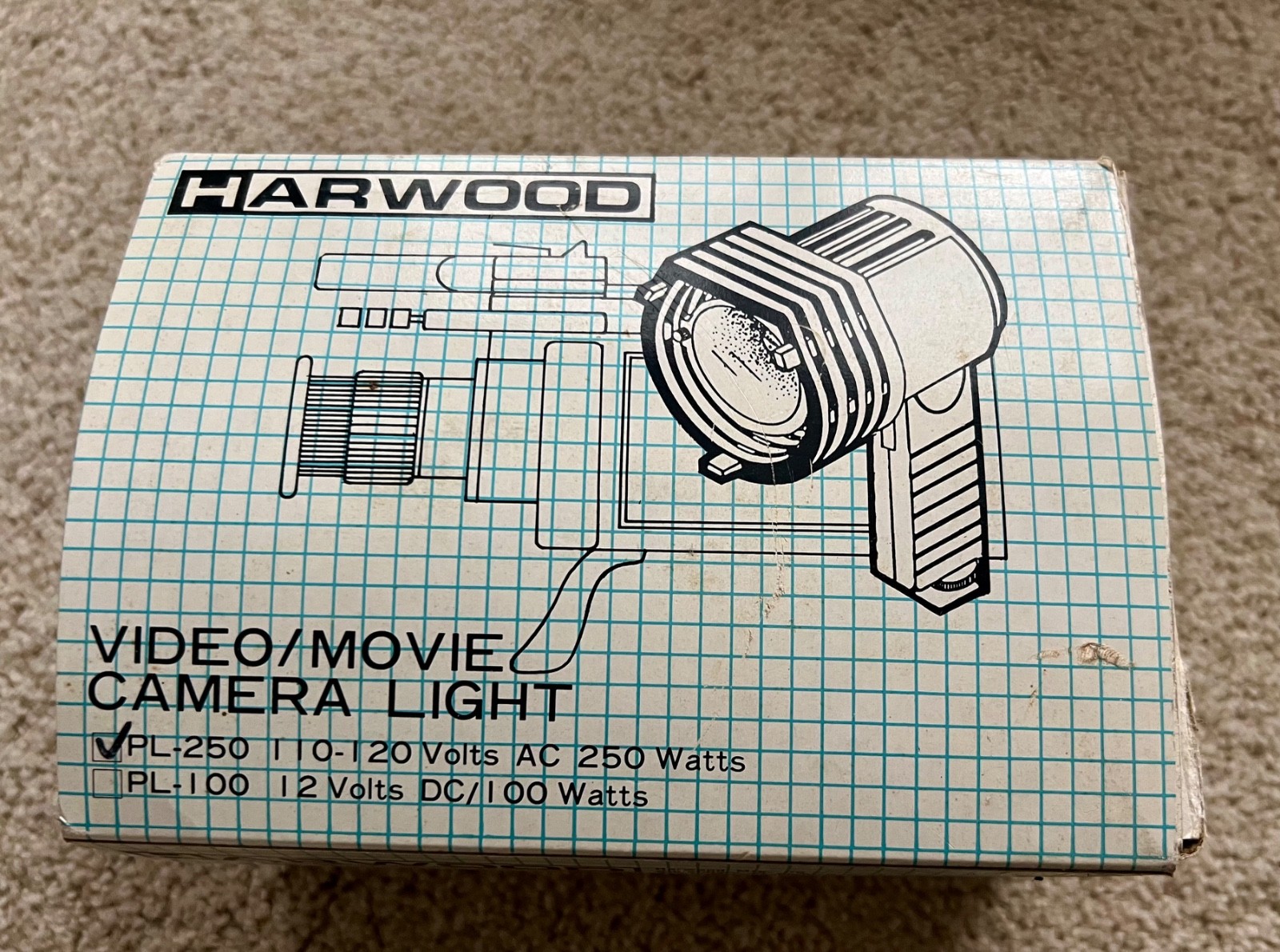 Harwood Video/Movie Camera Light PL-250 120V AC 250 Watts