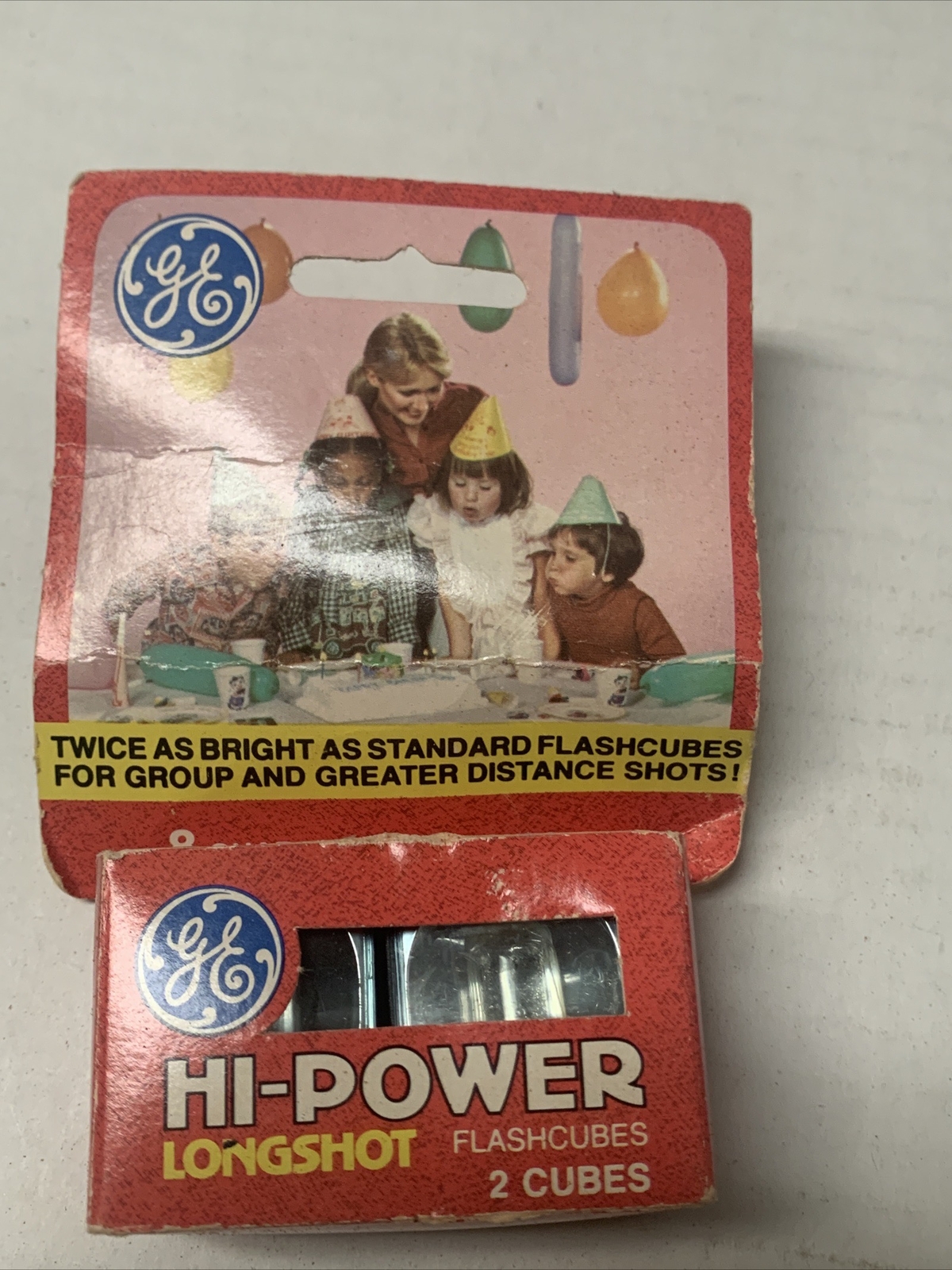 Vintage GE Hi-Power Longshot Flash Cubes Box of 2 Cubes-8 Flashes