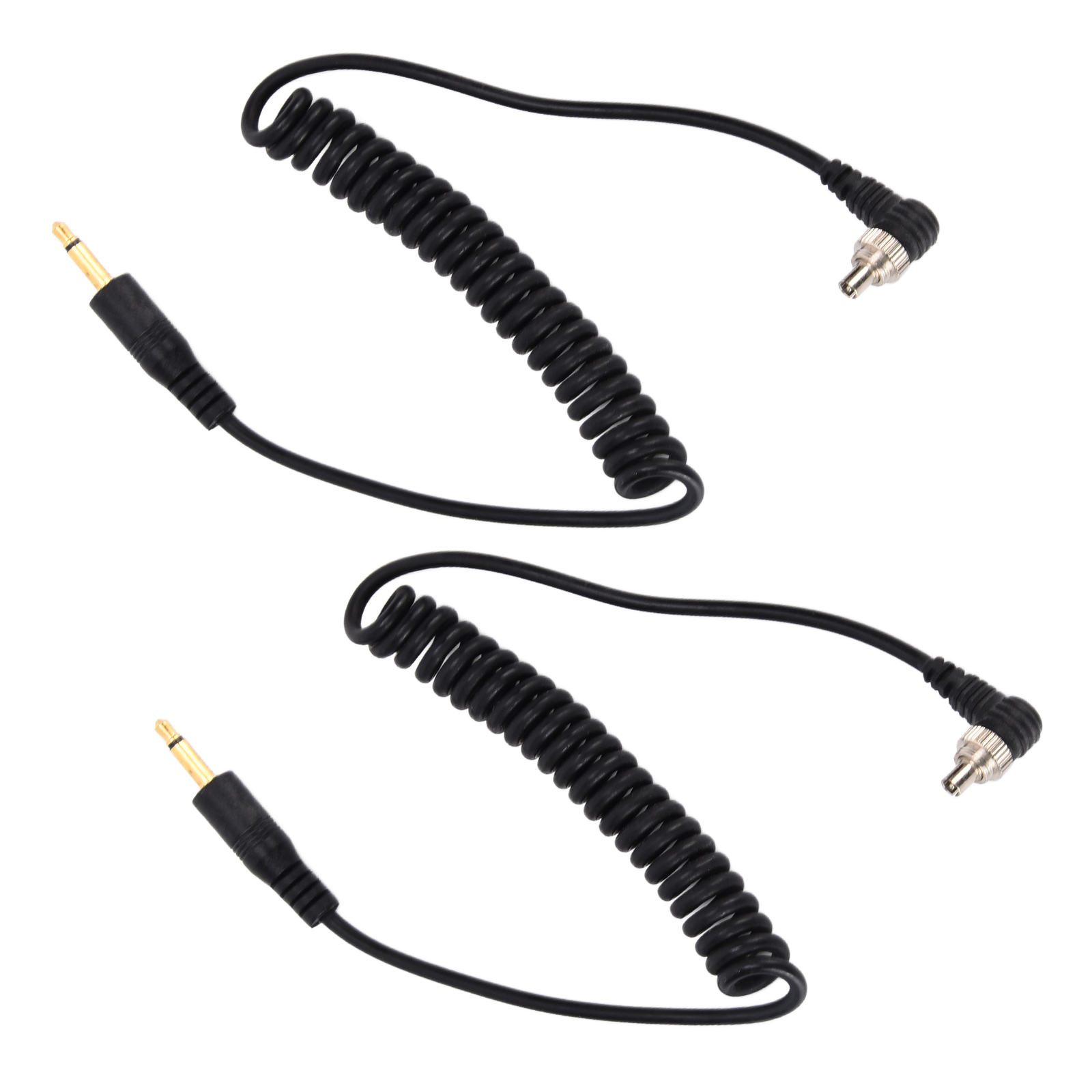 2pcs Camera Flash Cable Universal 3.5mm To Male Flash PC Sync Cable Coiled Cord
