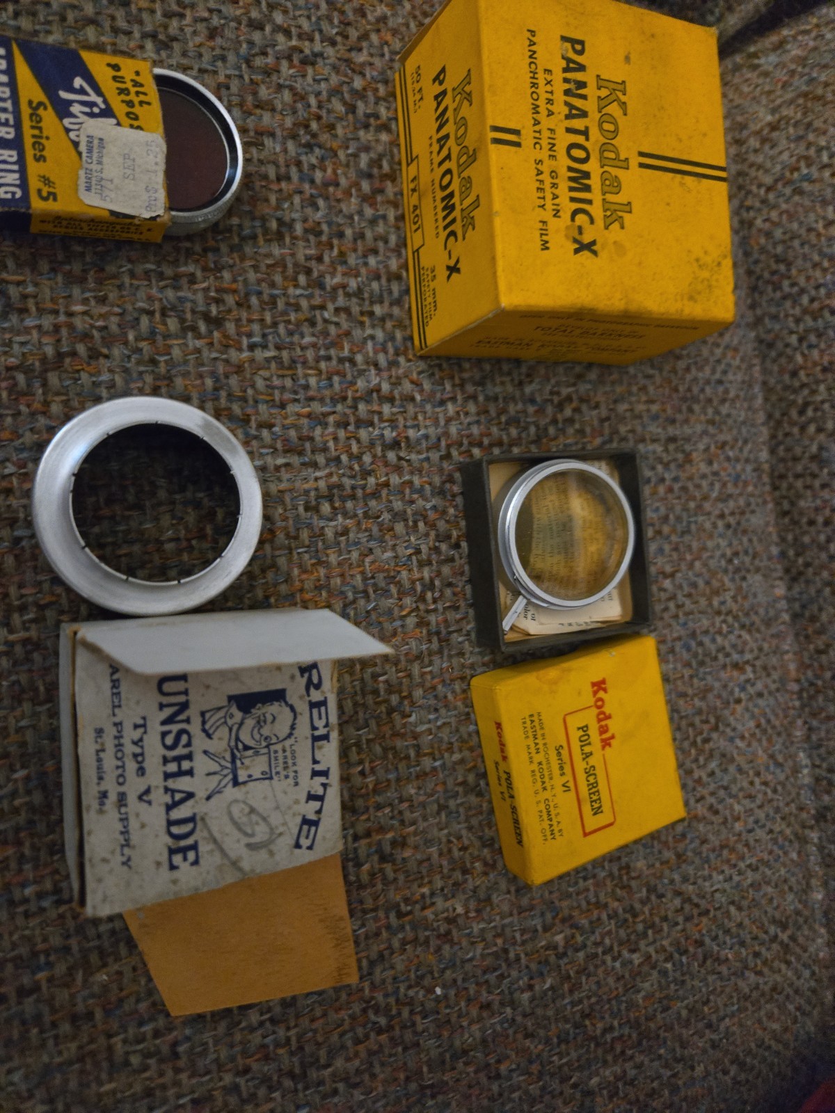 Vintage Assortment Kodak Lens Hoods Filters Adapter Rings & Film -CAMERA STUFF