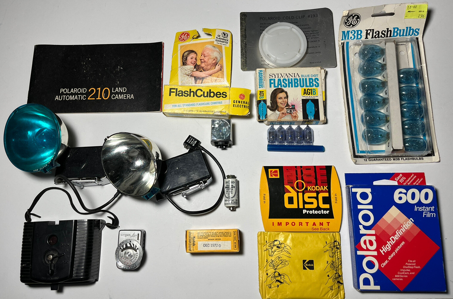 Vintage Photography Lot Props Film Flash Bulbs Brownie Camera Front Plate