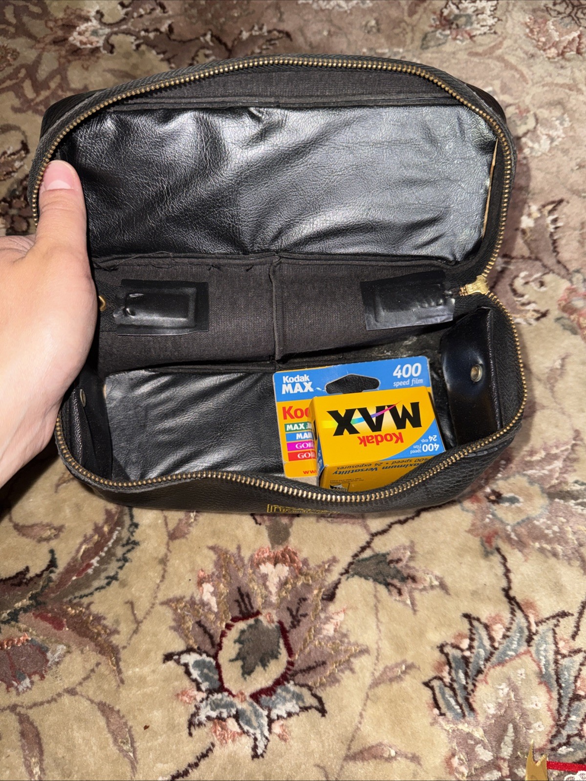 Kodak Vintage Black Leather Camera Bag Case w/ Shoulder Strap Universal