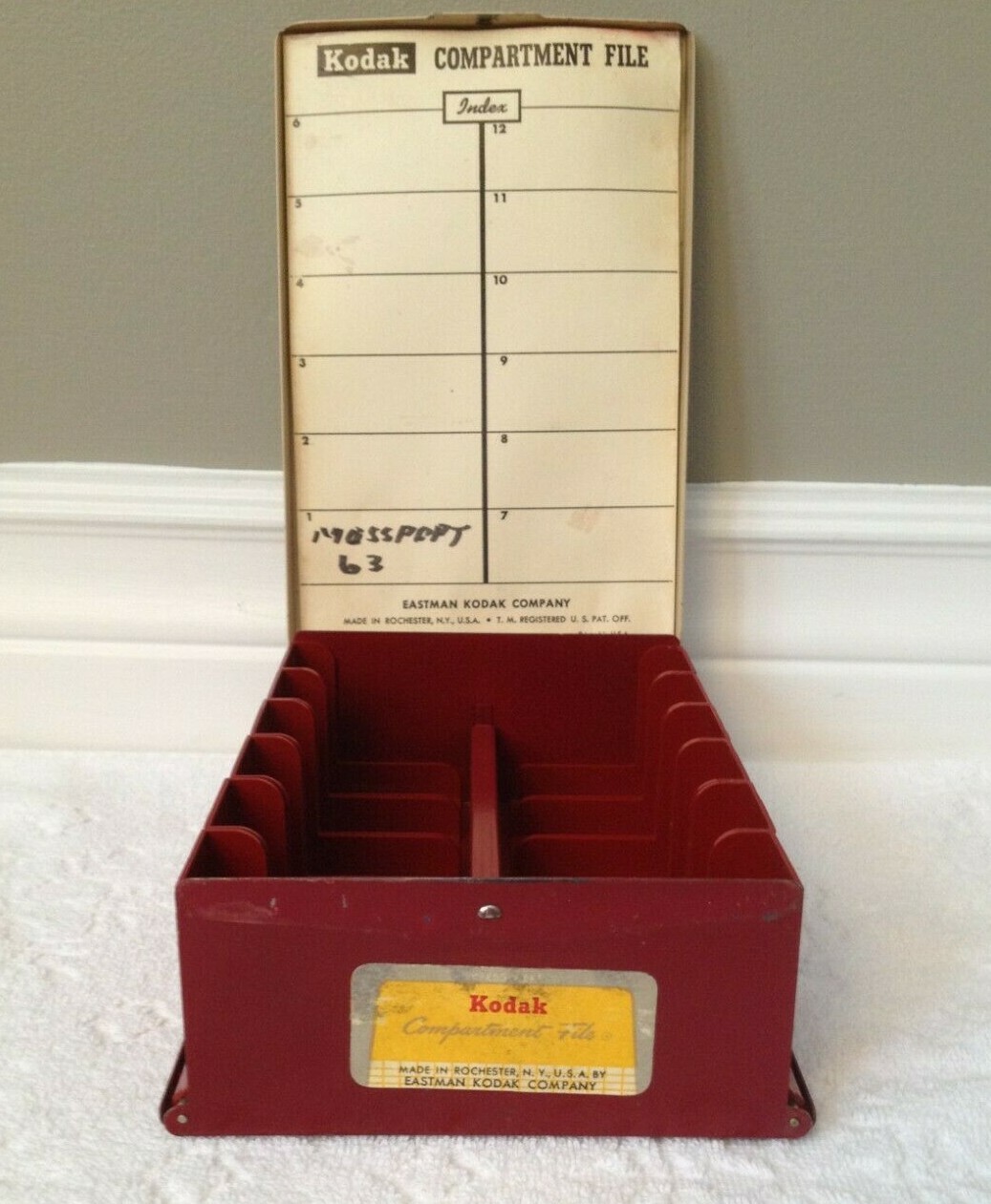 Vintage 1950’s Eastman KODAK Co. Mounted Slides File-Box w Index-Card, Label
