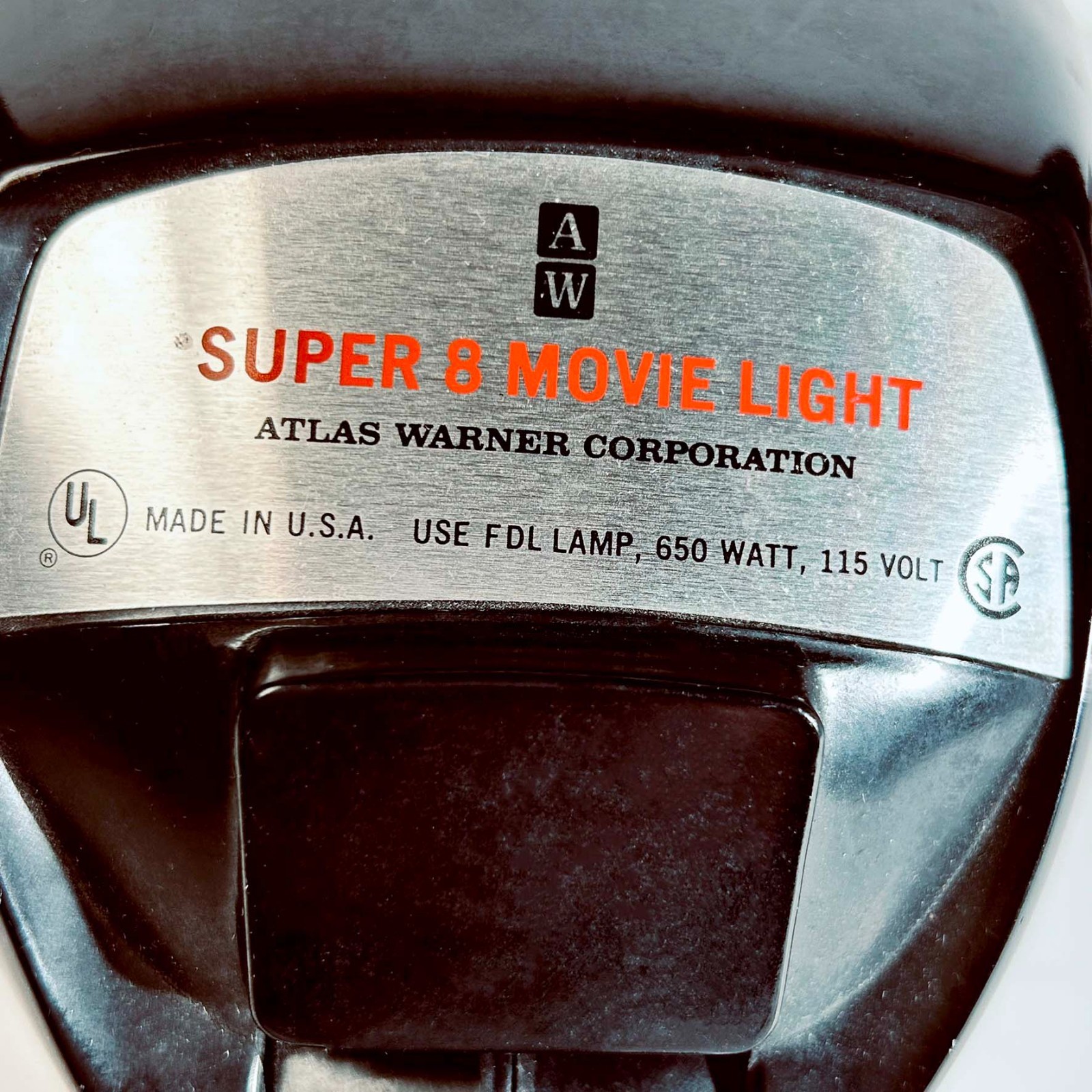 Vintage Atlas Warner Super 8 Movie Light Model E-38487-4 Black USA