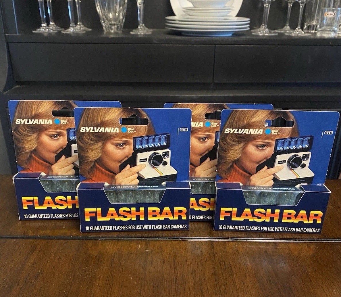 NOS – Lot (4) Vintage Sylvania (GTE) Blue Dot Flash Bars – 40 Flashes-Polaroid