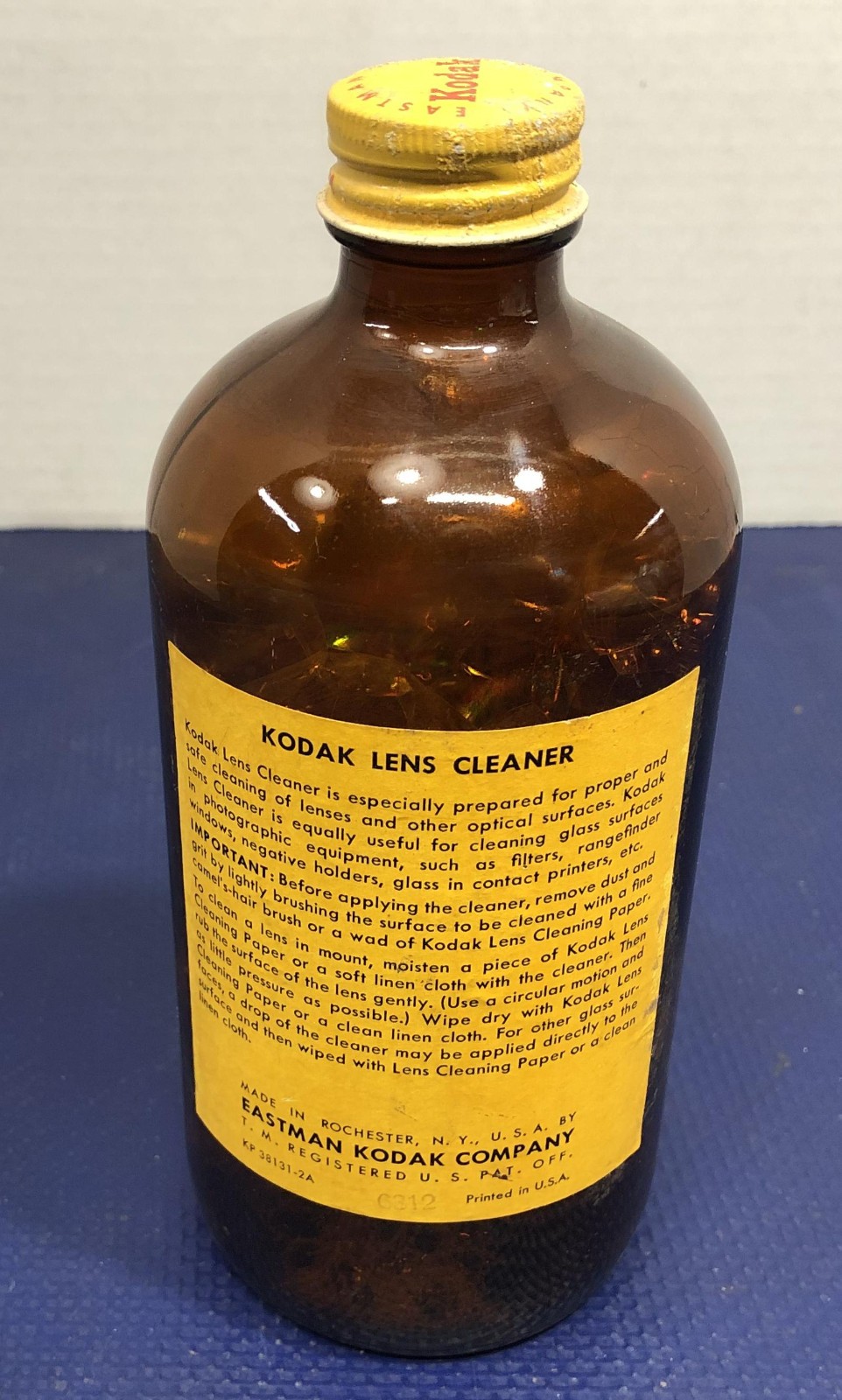 Kodak Lens Cleaner Brown Amber Glass Bottle 16 oz vintage camera