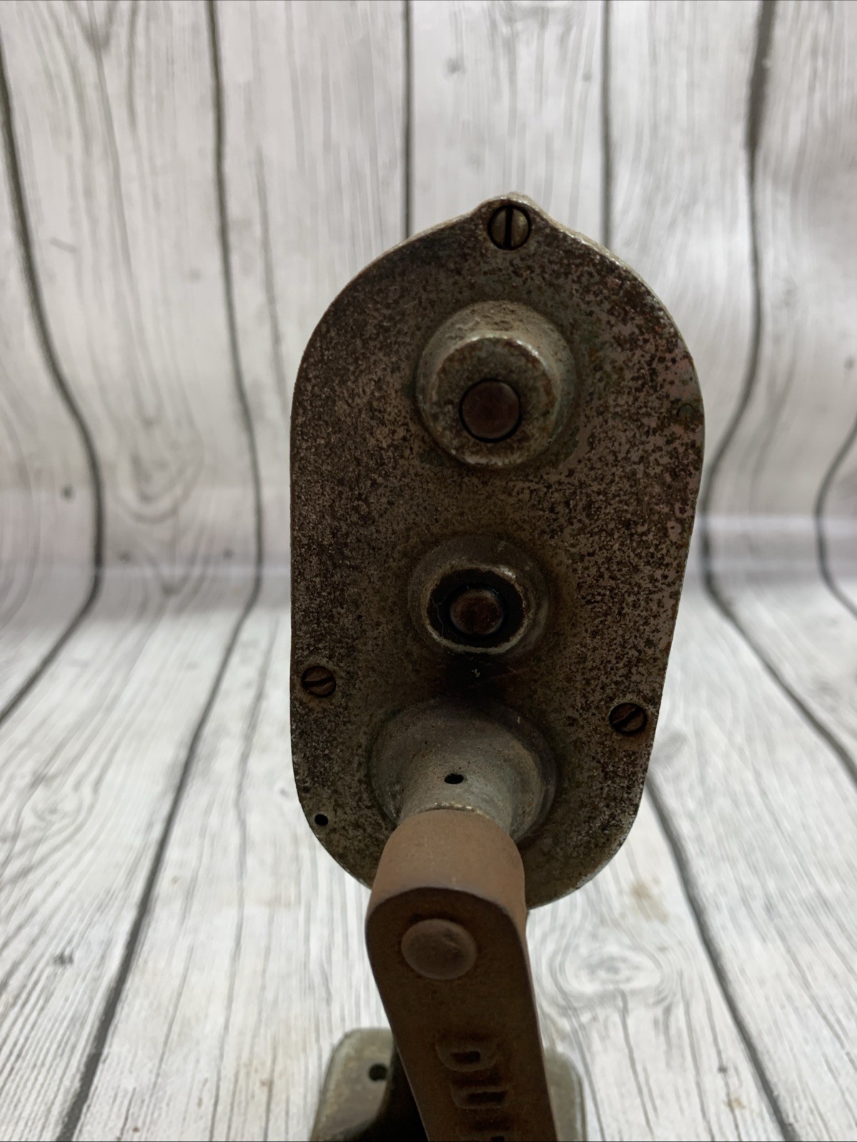 VINTAGE Duplex Reel Spool Winder Cast Iron W/ Tan Handle Spool