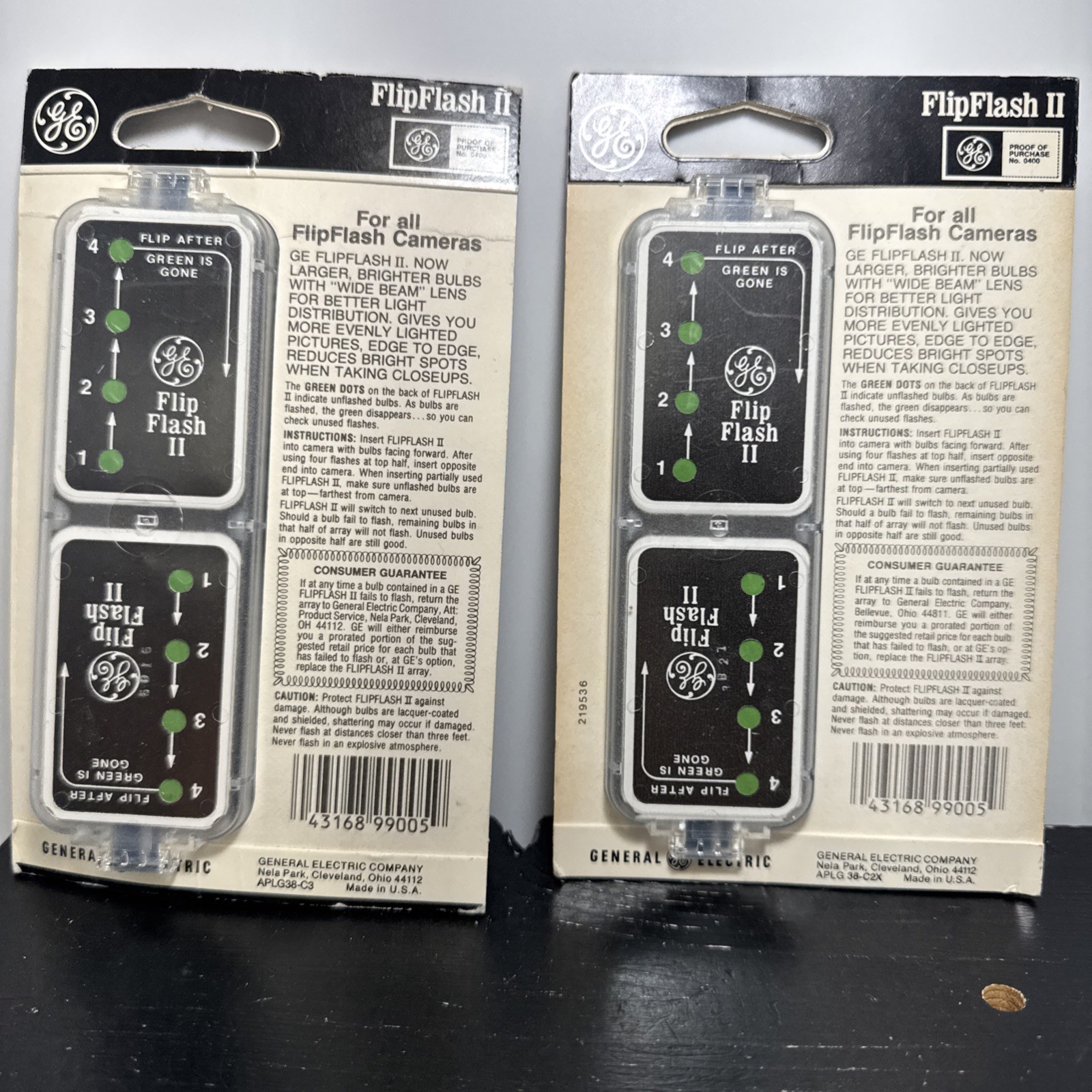 Vintage GE Flip FlSH II 8 Flashes Lot of 4 Free Shipping