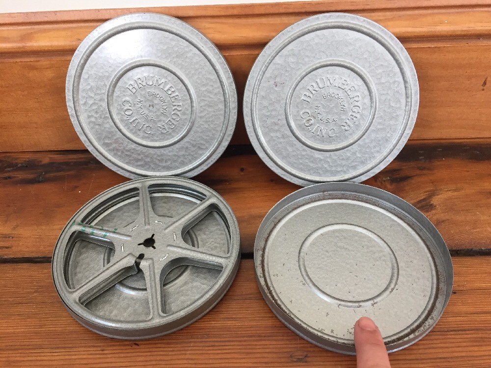 Vtg Lot of Brumberger Super 8mm Film Take Up Reels Canisters Industrial Era Case
