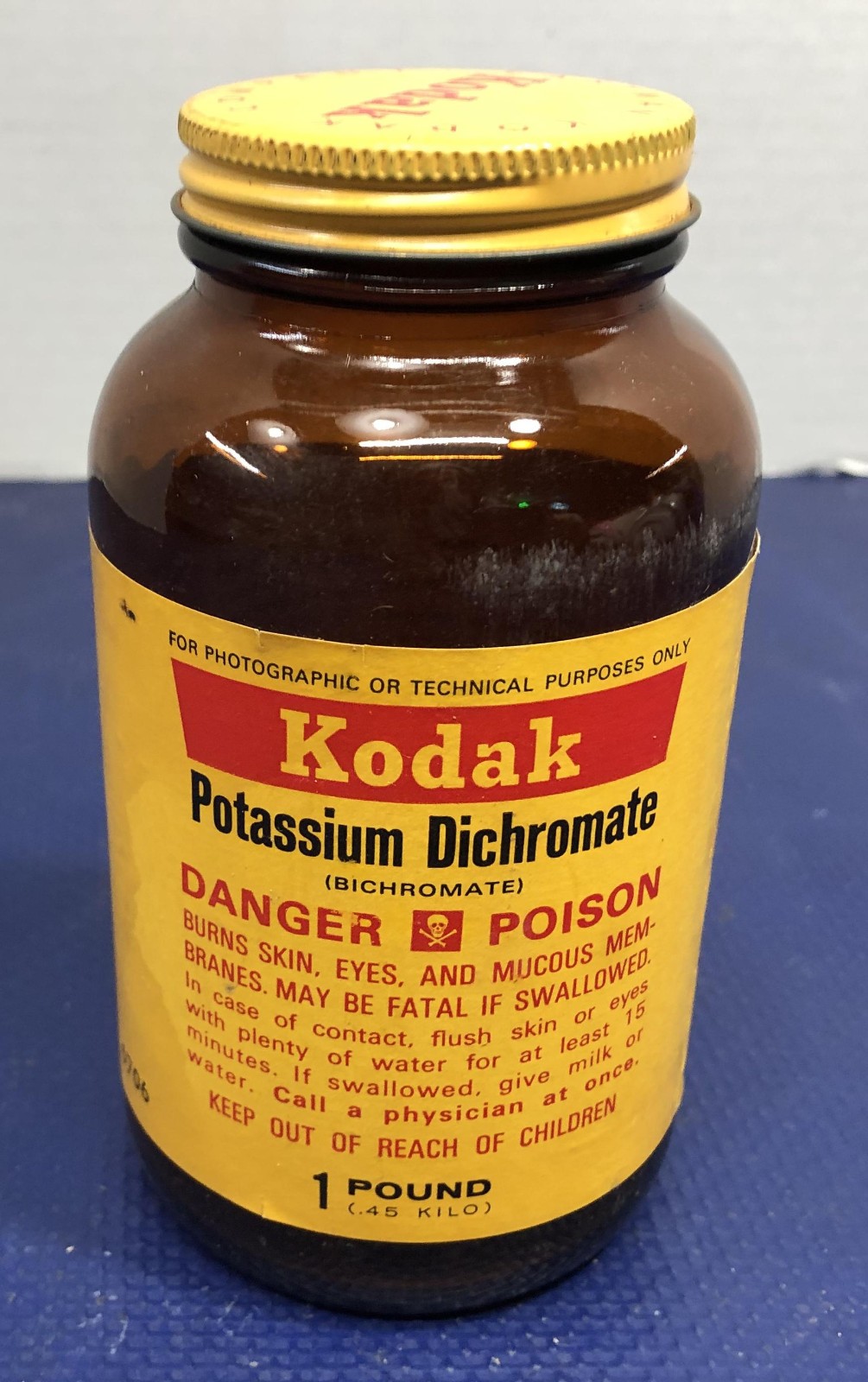 Kodak Potassium Dichromate Brown Amber Glass Jar Bottle 1 LB vintage camera